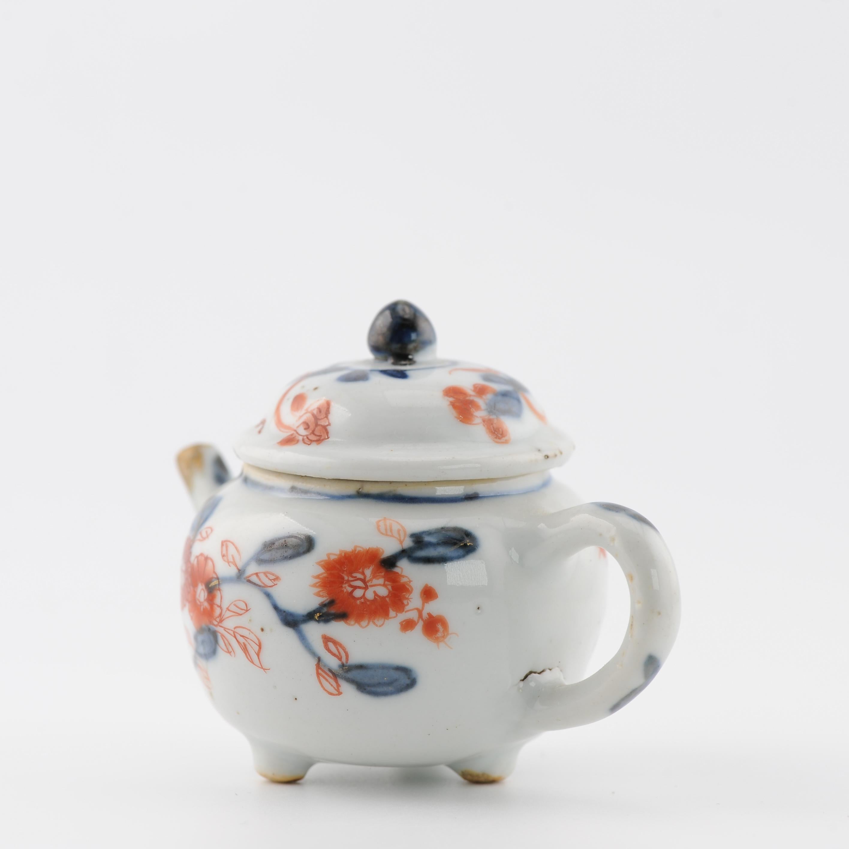 Miniature Antike Edo Periode Ca 1700 Japanisches Porzellan Topf Imari Rot im Angebot 5