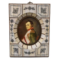 Miniature Antique Framed Portrait Napoleon by French Artist Delarouche