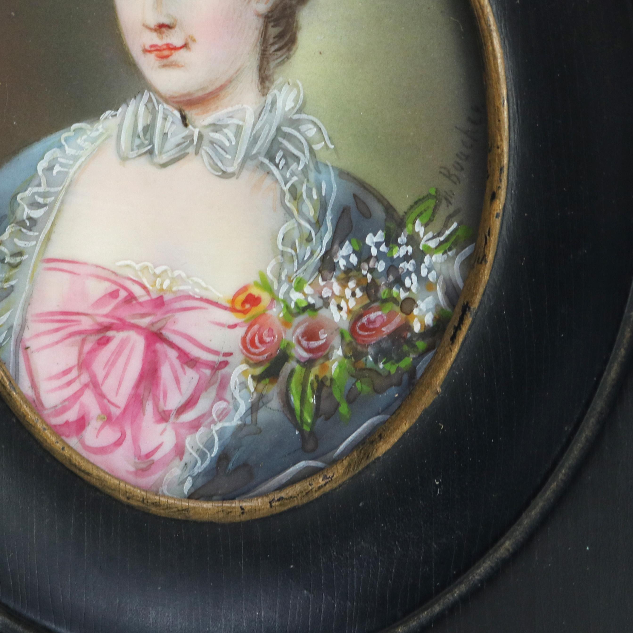 Miniature de portrait de femme sur celluloïd, encadrée, C1880 Bon état - En vente à Big Flats, NY