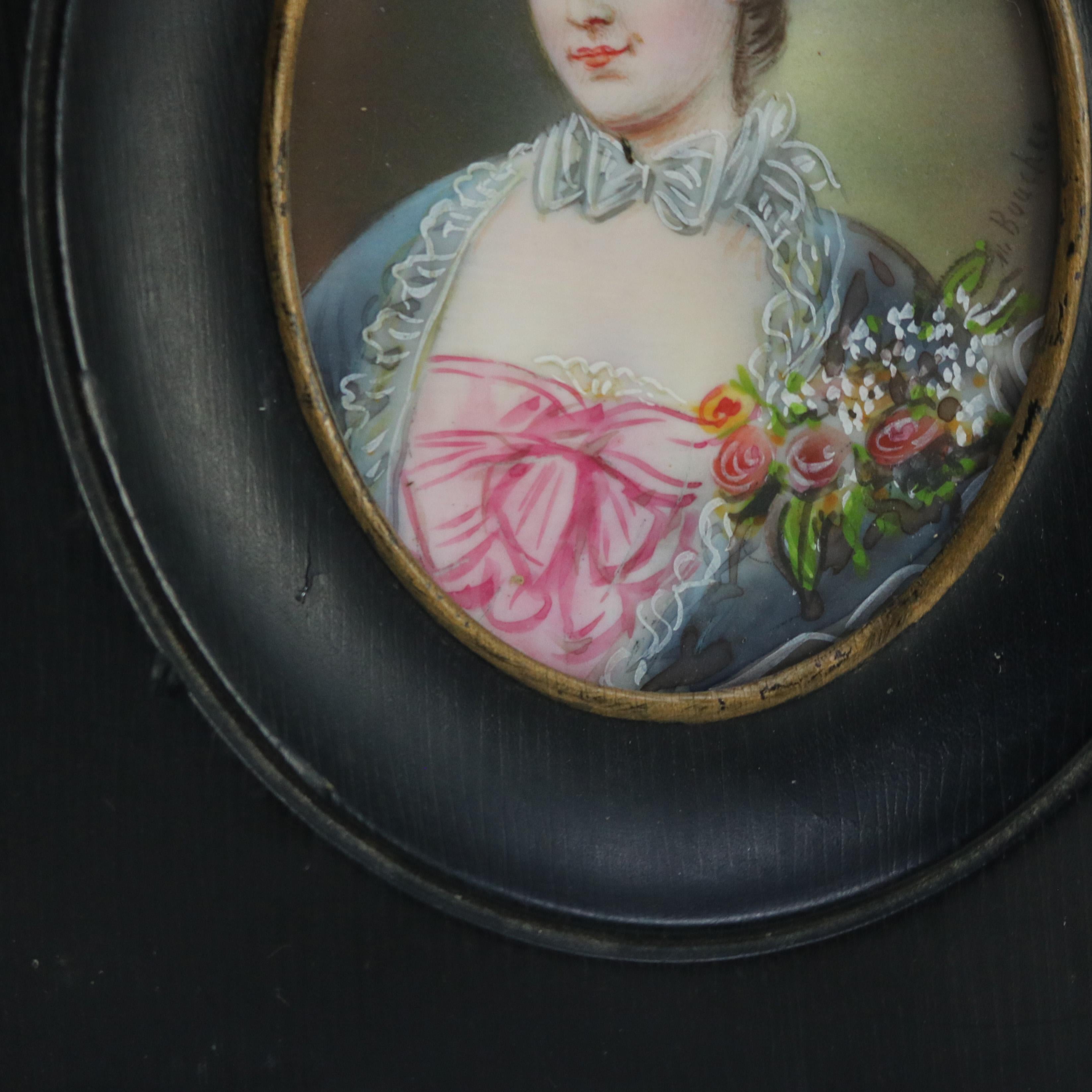 XIXe siècle Miniature de portrait de femme sur celluloïd, encadrée, C1880 en vente