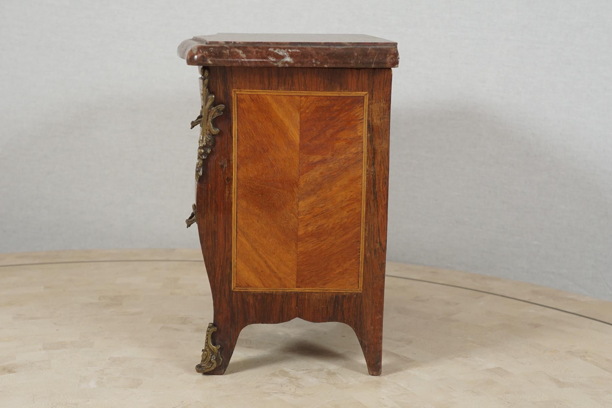 Veneer Miniature Antique French Salesman's Sample, Mahogany with Bronze Mounts For Sale