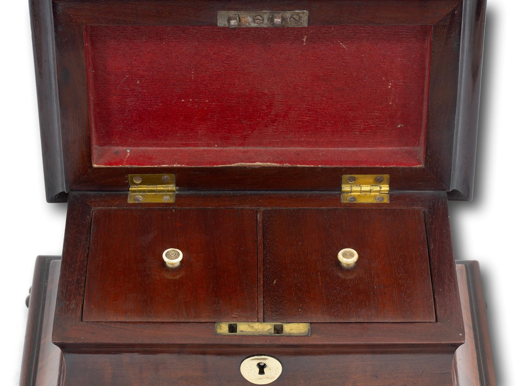 Miniature Antique Georgian Mahogany Sarcophagus Tea Caddy 7
