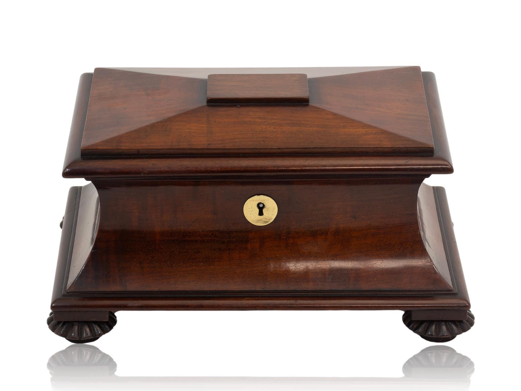 George IV Miniature Antique Georgian Mahogany Sarcophagus Tea Caddy