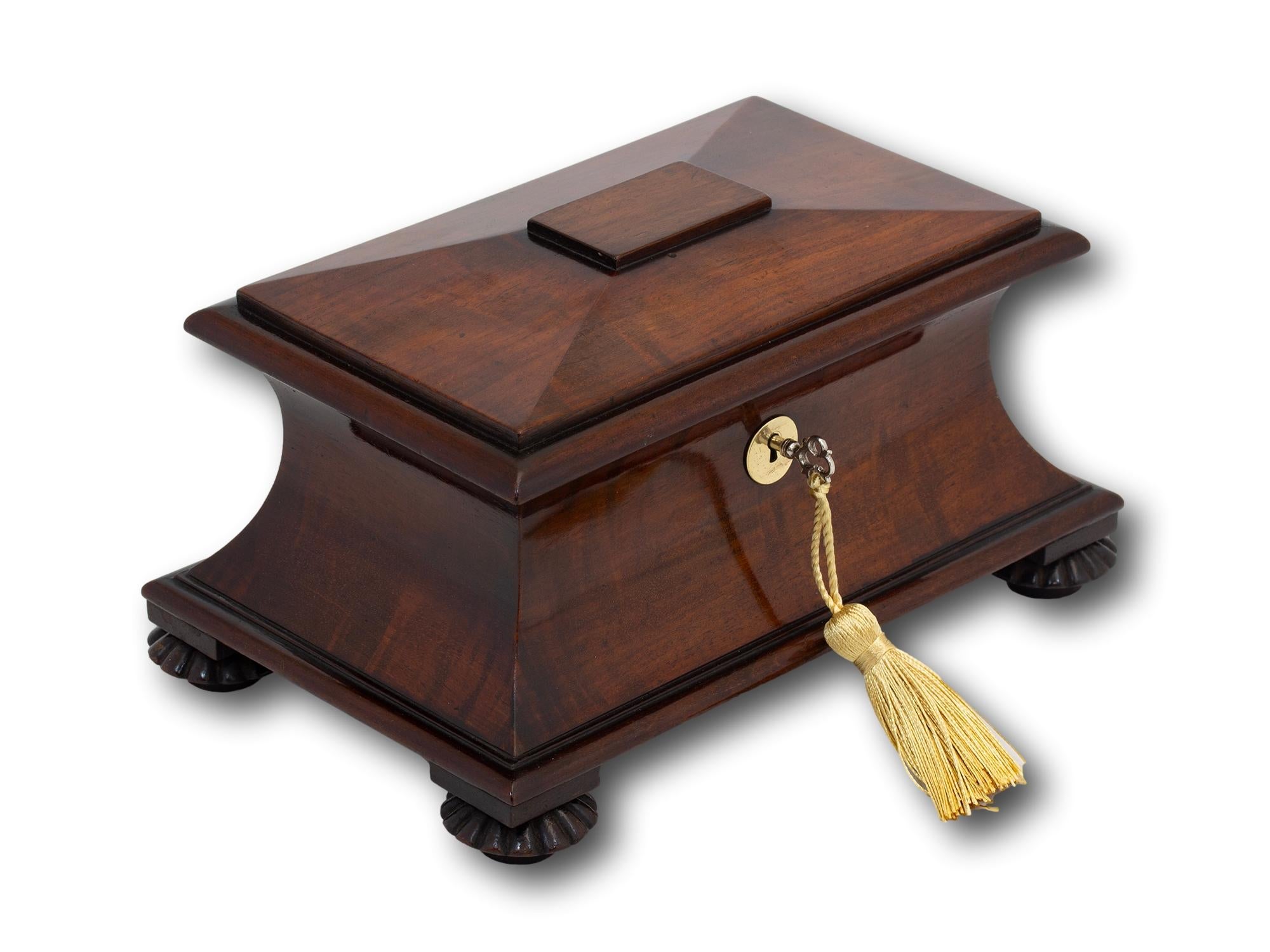 English Miniature Antique Georgian Mahogany Sarcophagus Tea Caddy