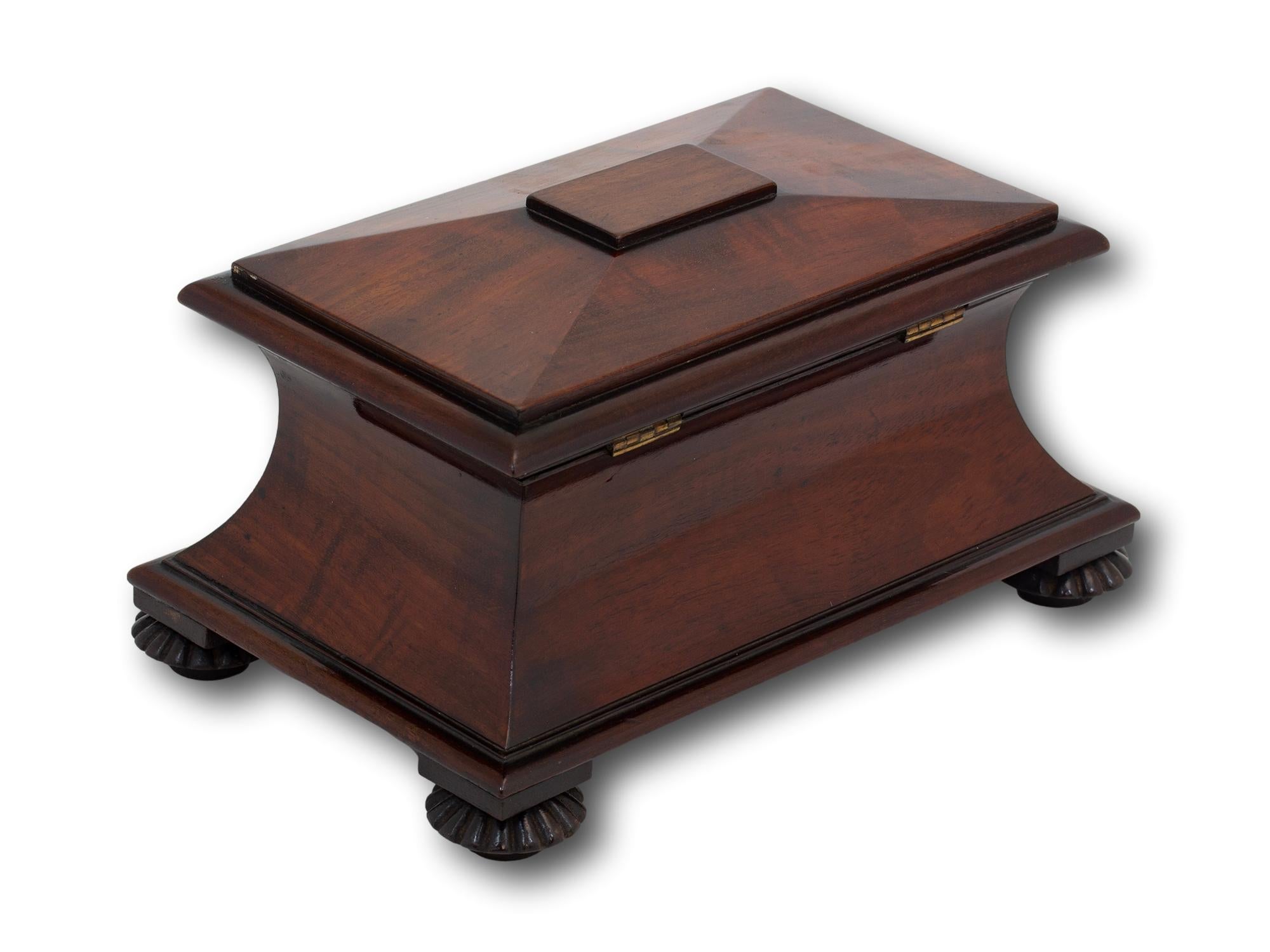 Hand-Carved Miniature Antique Georgian Mahogany Sarcophagus Tea Caddy