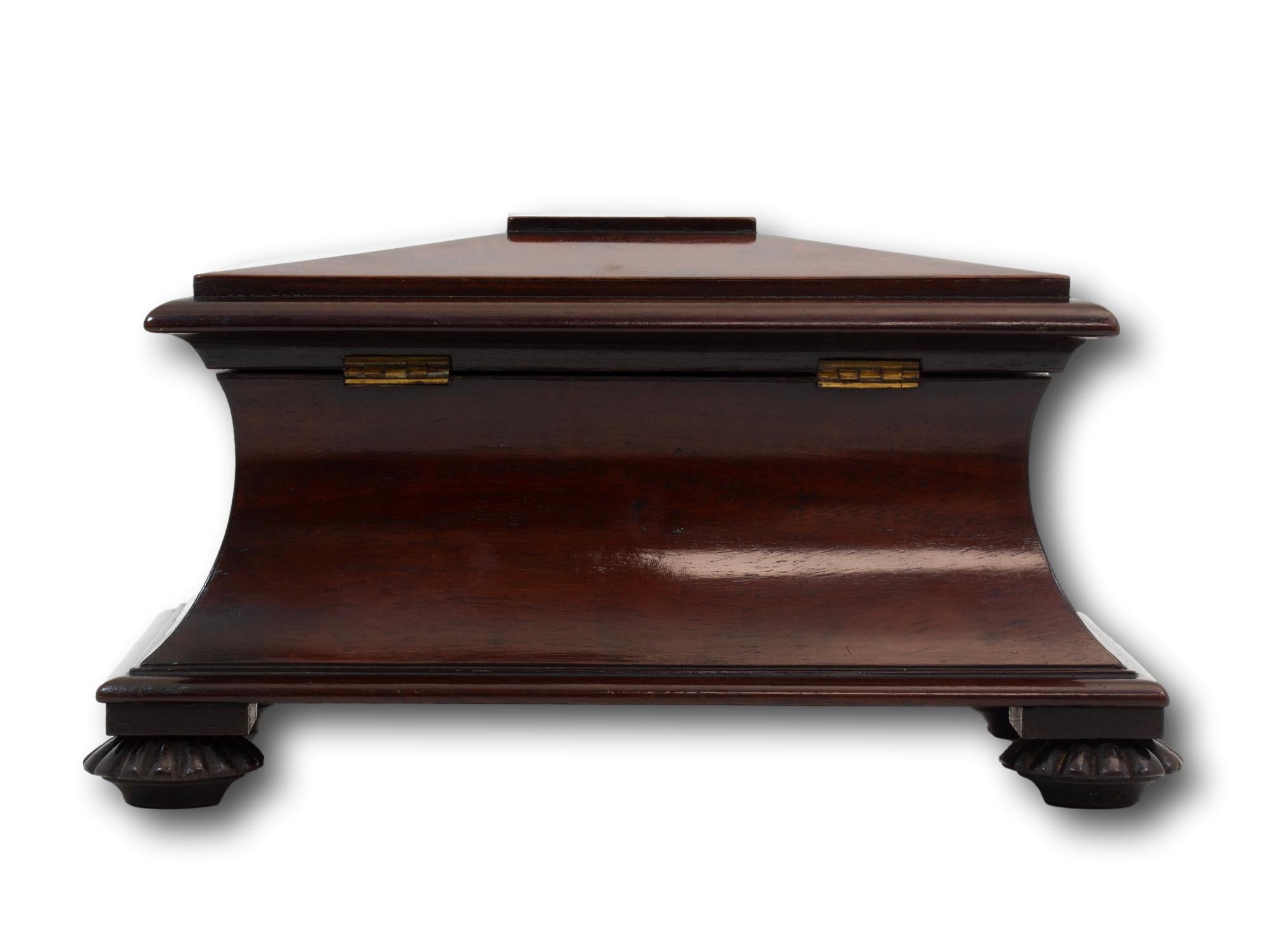 Brass Miniature Antique Georgian Mahogany Sarcophagus Tea Caddy