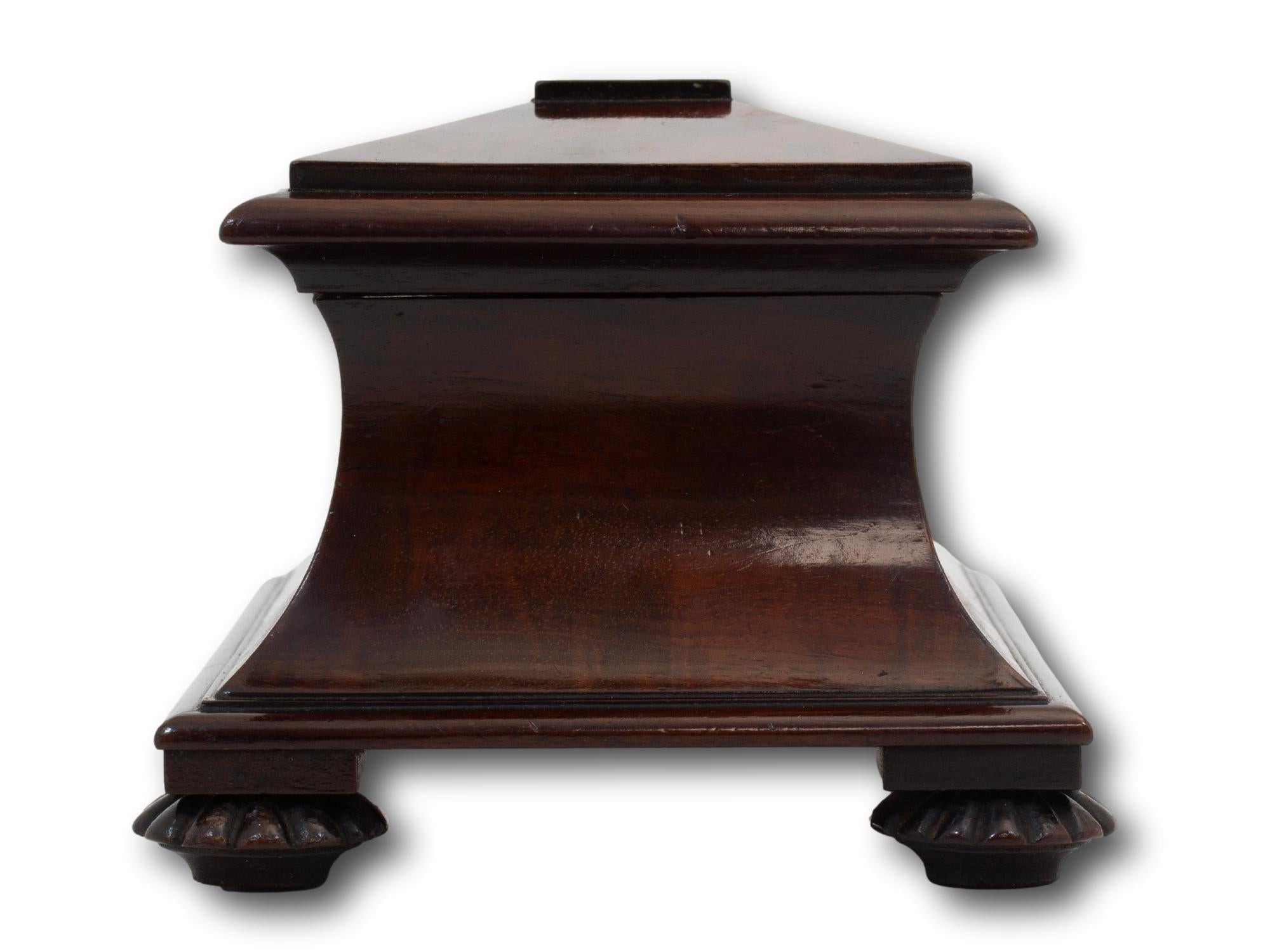 Miniature Antique Georgian Mahogany Sarcophagus Tea Caddy 1