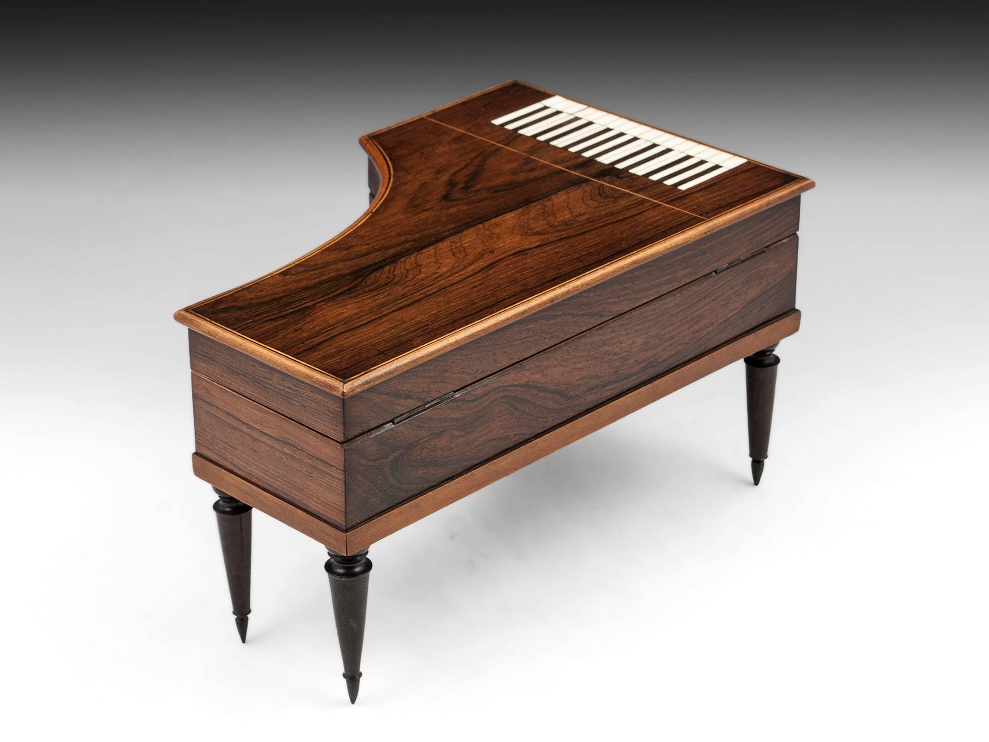 British Miniature Antique Grand Piano Jewelry Box, circa 1830