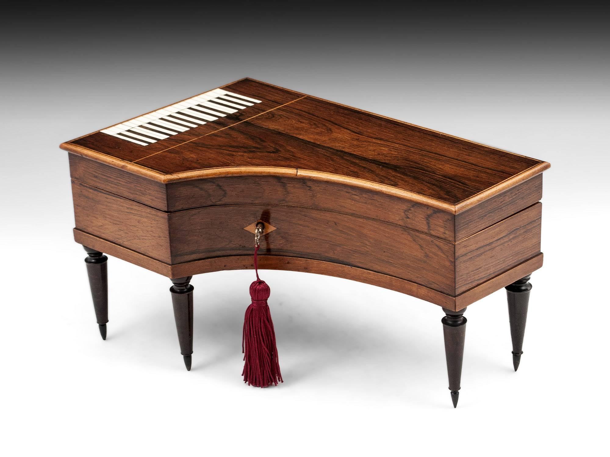 Miniature Antique Grand Piano Jewelry Box, circa 1830 1