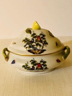 Miniature Antique Herend Rothschild Bird Tureen with Raised Lemon on The Cover
