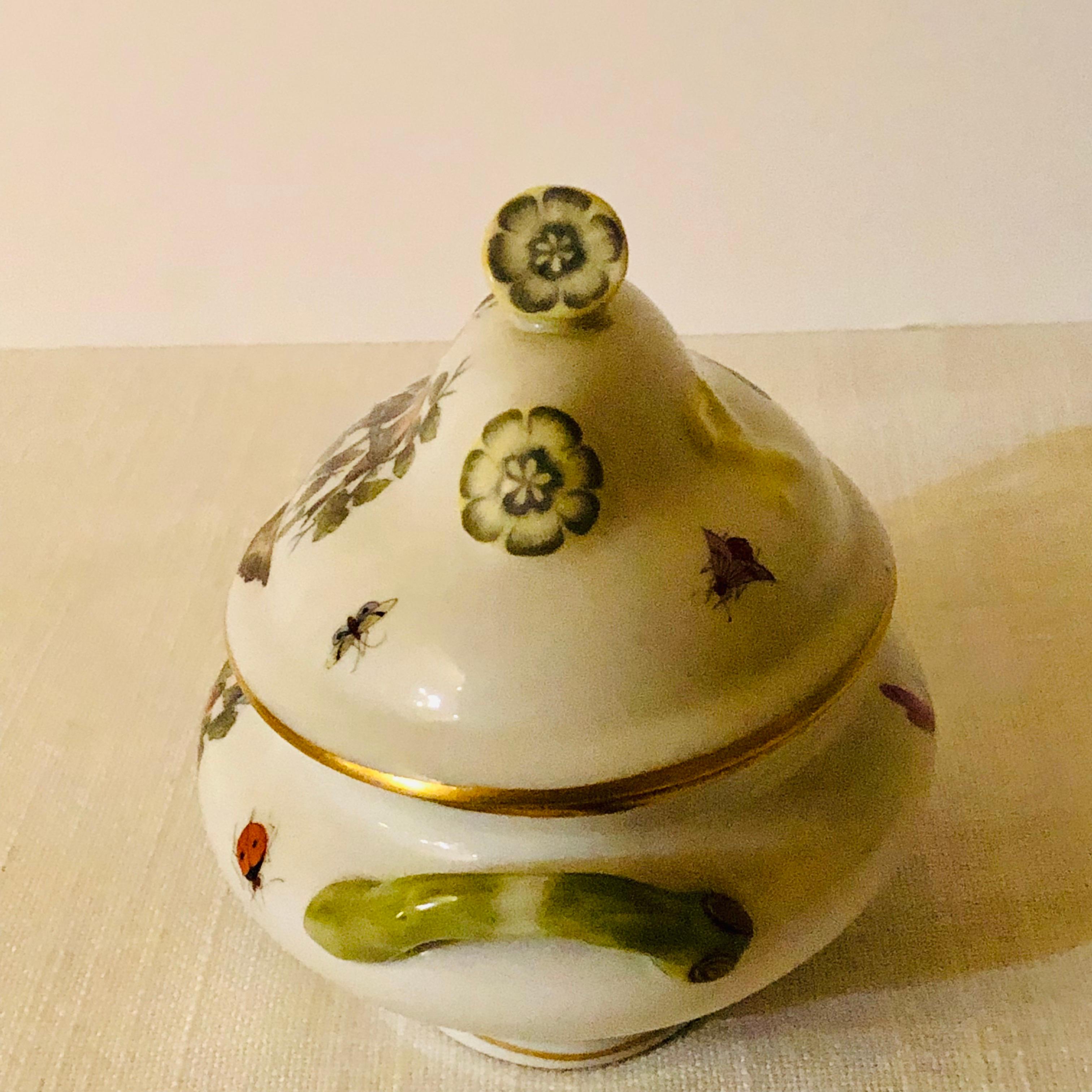 Porcelain Miniature Antique Herend Rothschild Bird Tureen with Raised Lemon on The Cover