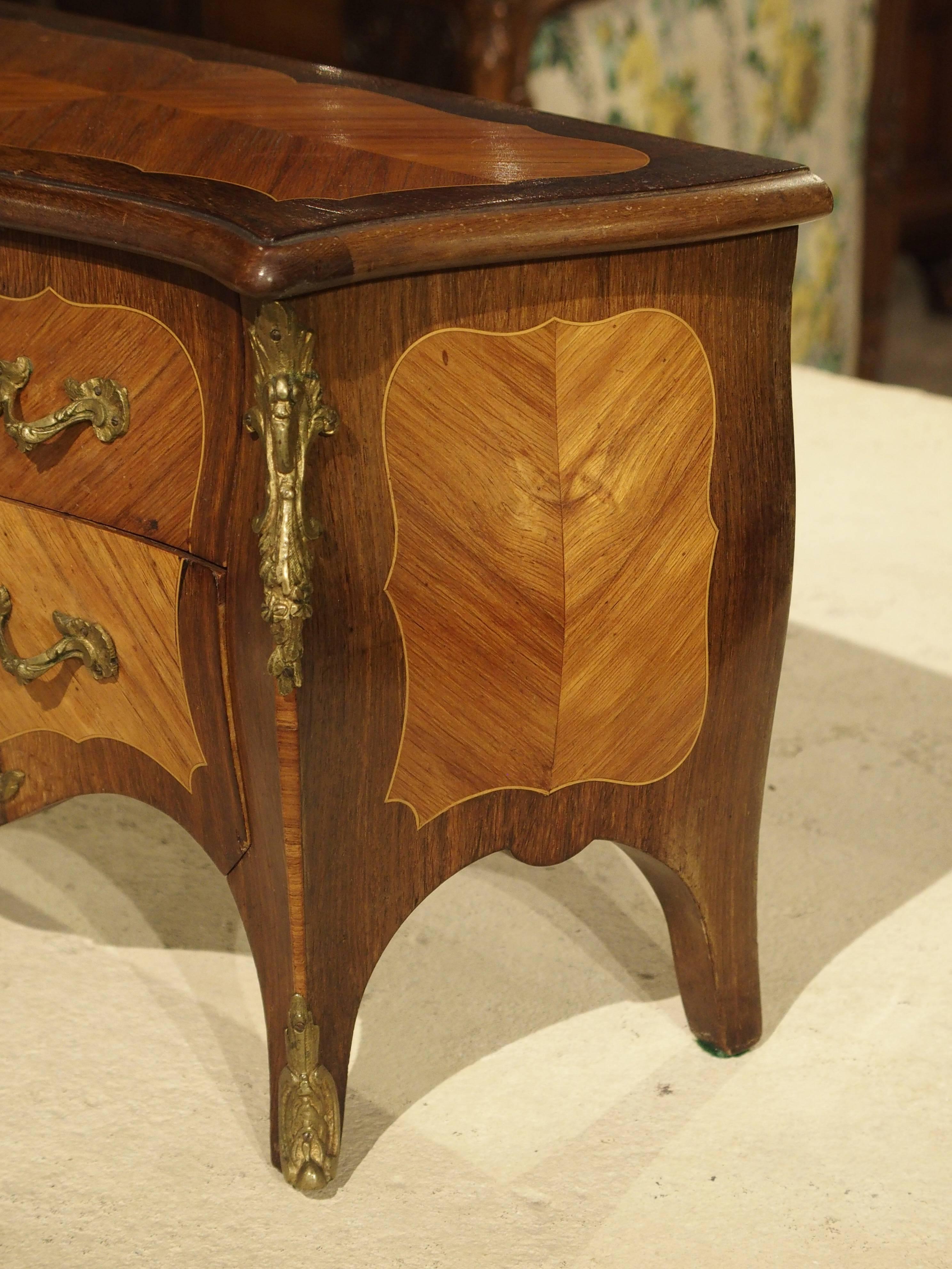 Fruitwood Miniature Antique Louis XV Style Chest of Drawers from France, circa 1910 For Sale