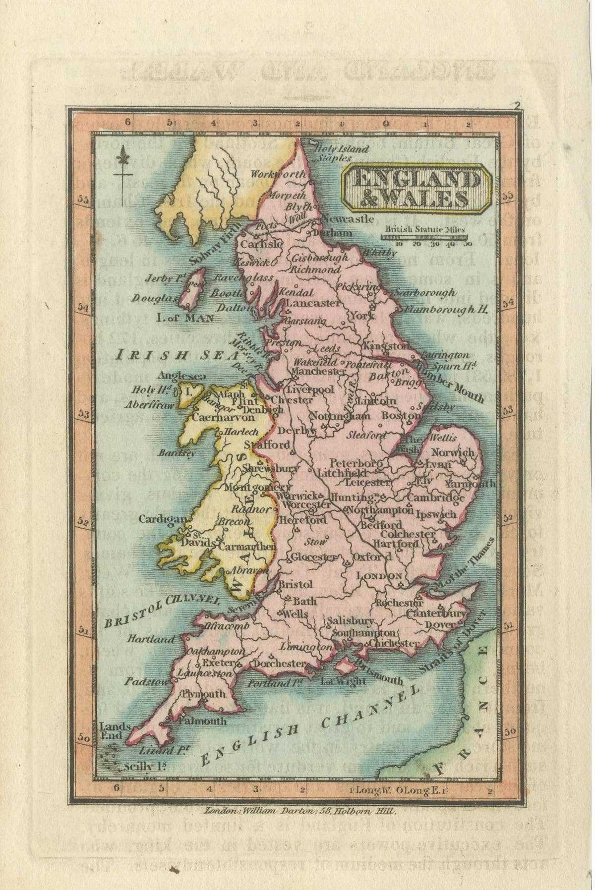 Miniature Antique Map of England and Wales