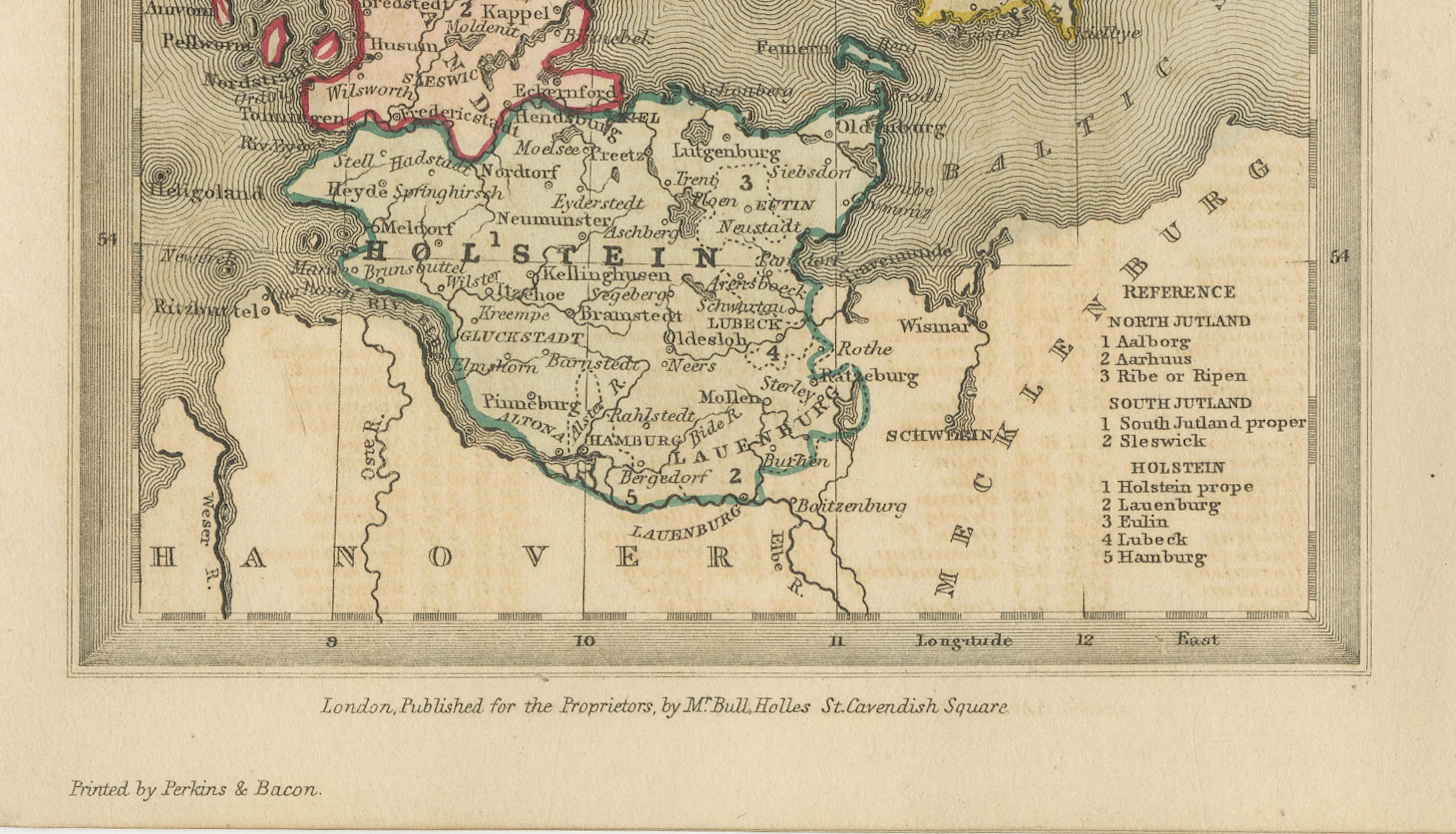 Miniature Antique Maps Scandinavia Set: Denmark, Sweden, Norway Handcolored 1833