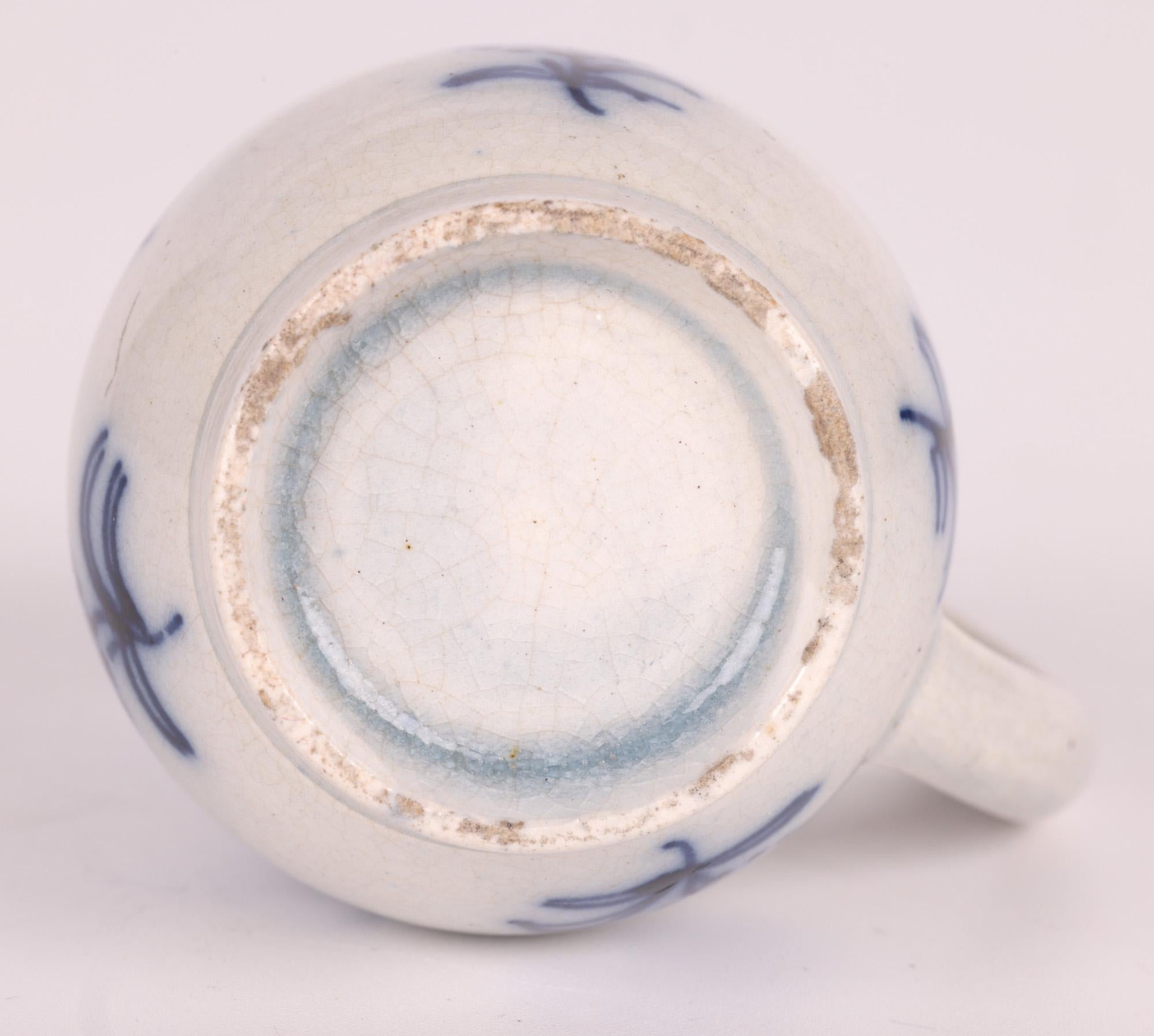 Miniature Antique Pearlware Blue & White Painted Jug For Sale 8