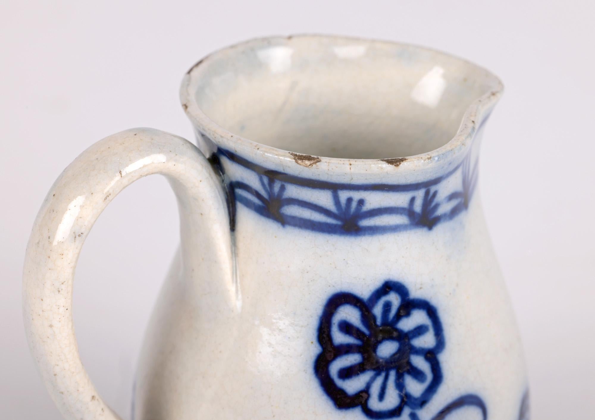 Miniature Antique Pearlware Blue & White Painted Jug For Sale 10