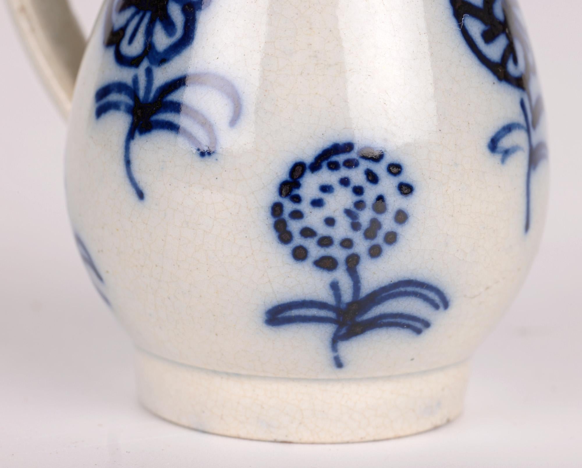 Hand-Crafted Miniature Antique Pearlware Blue & White Painted Jug For Sale