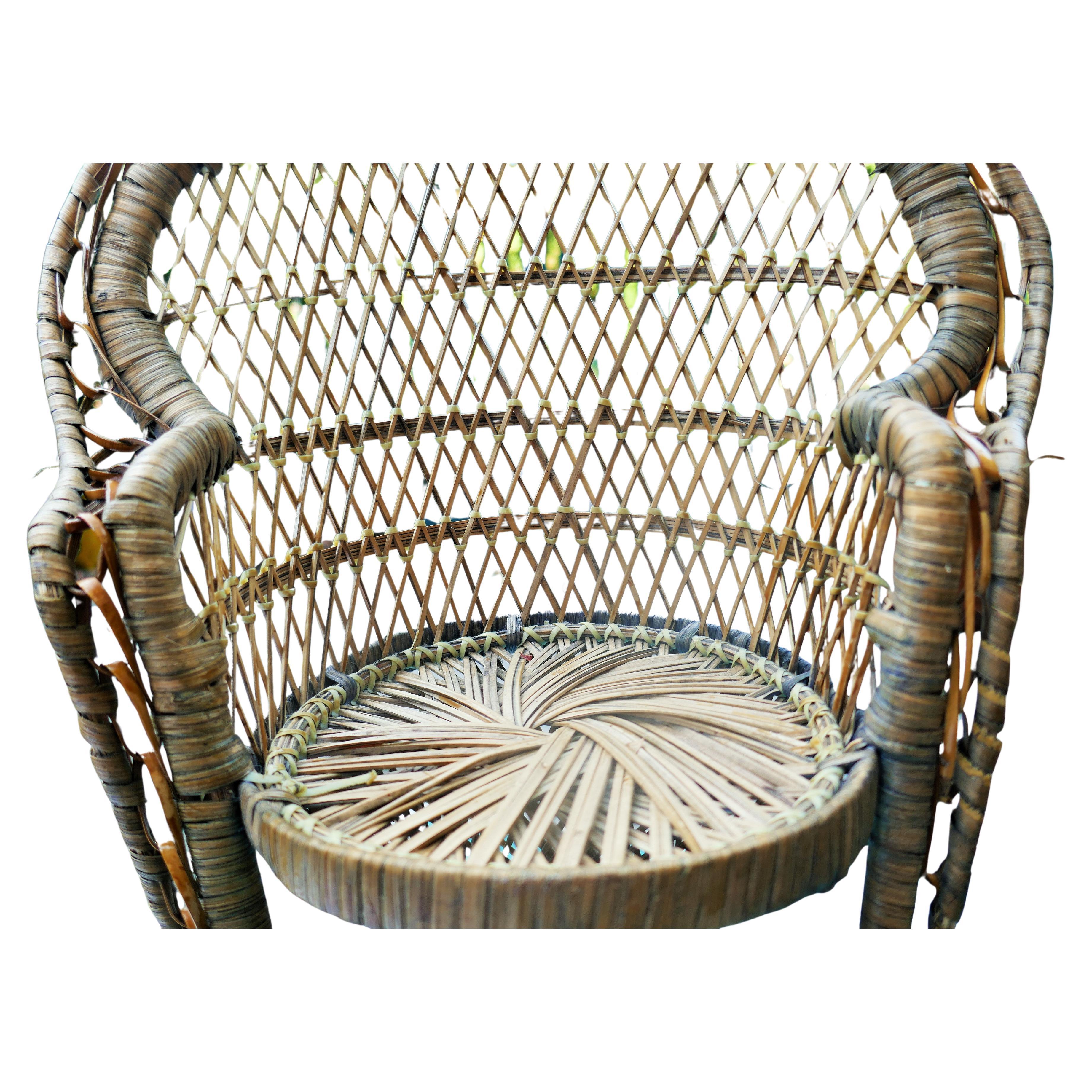 Rattan Miniature armchair in the peacock or emanuelle style For Sale