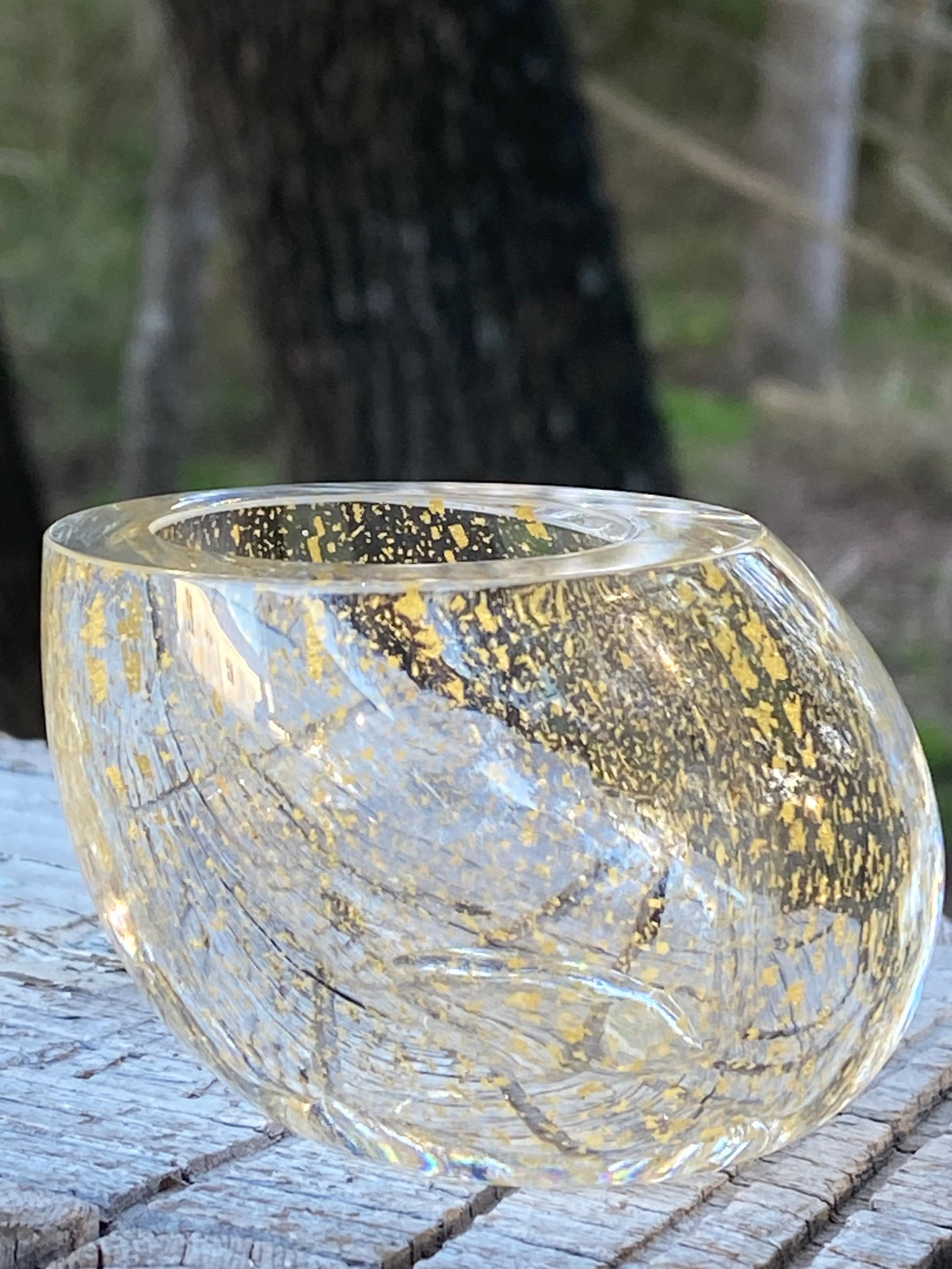 Minimalismo Vaso in miniatura d'artista firmato Gold Fleck in vendita