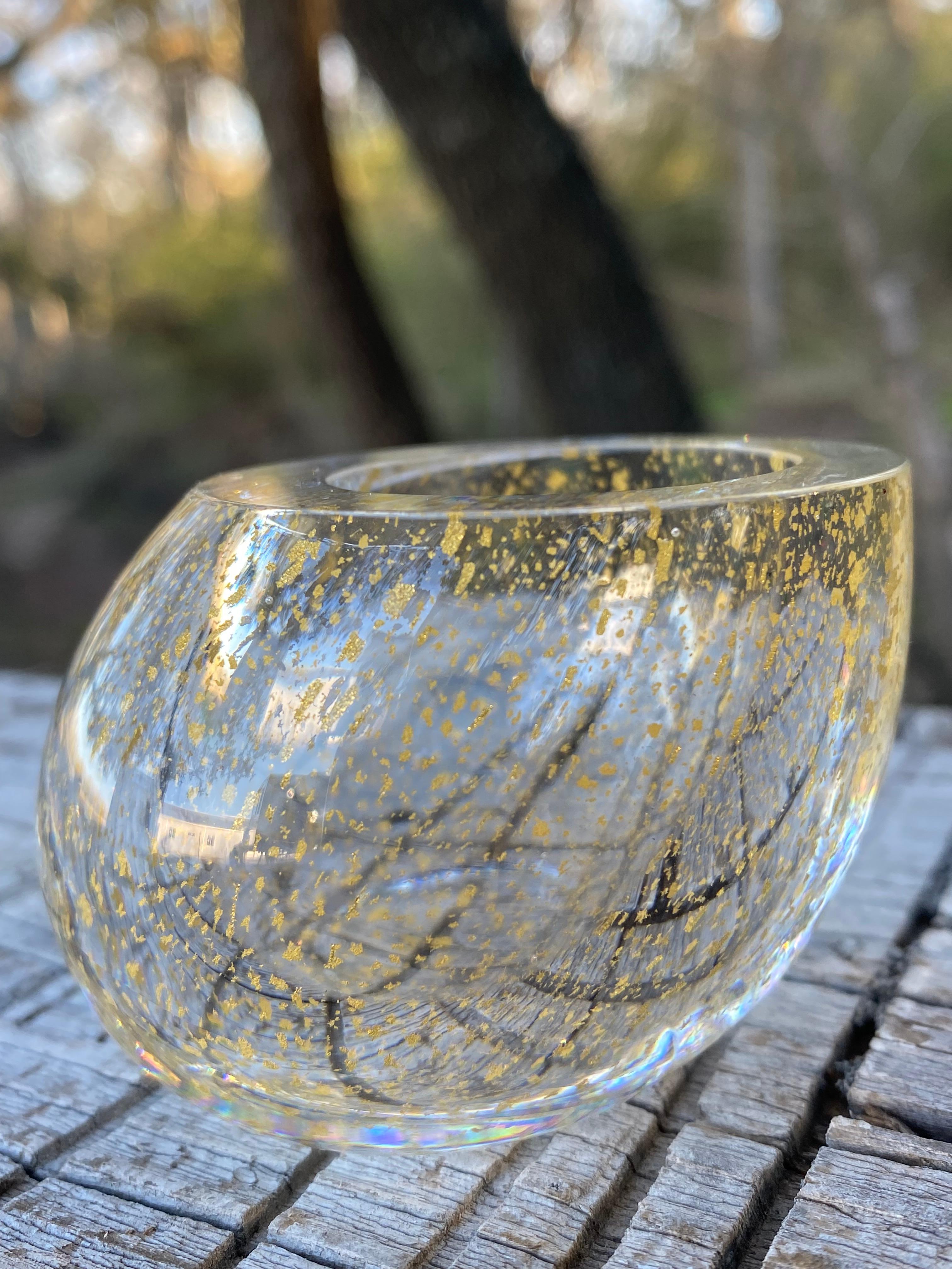 Vetro artistico Vaso in miniatura d'artista firmato Gold Fleck in vendita