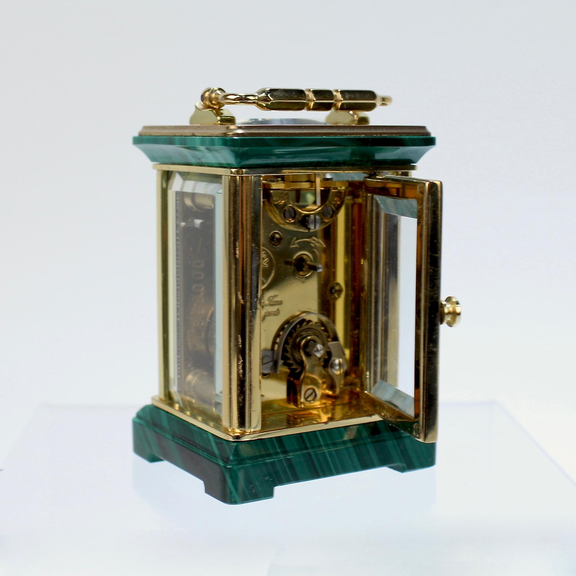 Miniature Asprey Brass and Malachite Miniature Carriage Clock 6