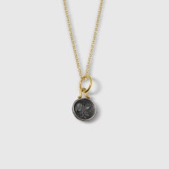 Miniature Athena Wisdom Goddess Coin Pendant Amulet 24K Yellow Gold & Sterling