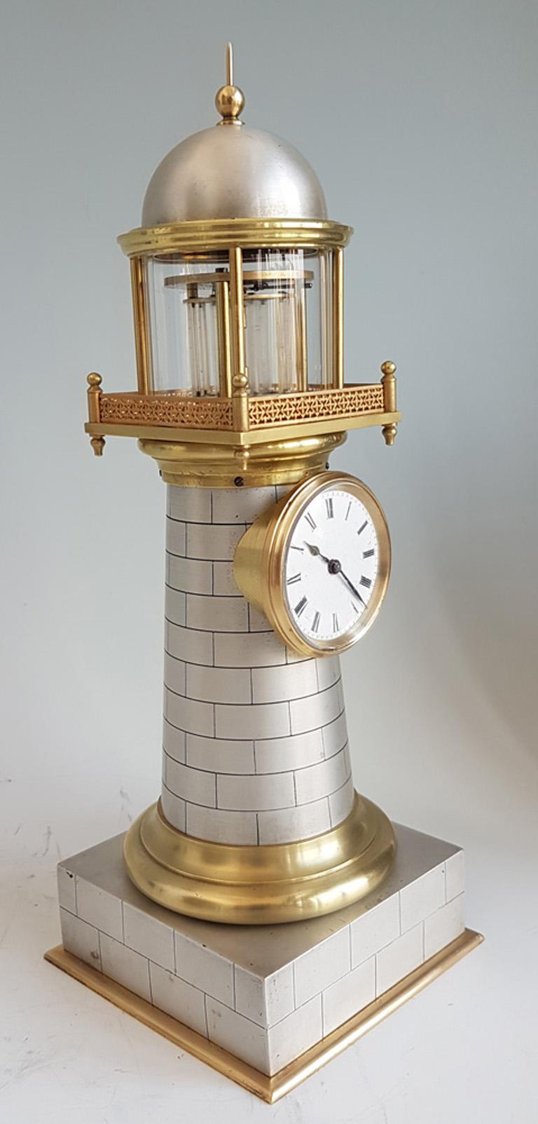 Miniature Automaton Industrial Lighthouse Clock with Duplex Escapement