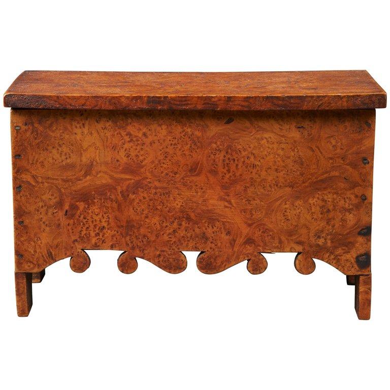 American Miniature Blanket Chest of Burl Maple For Sale