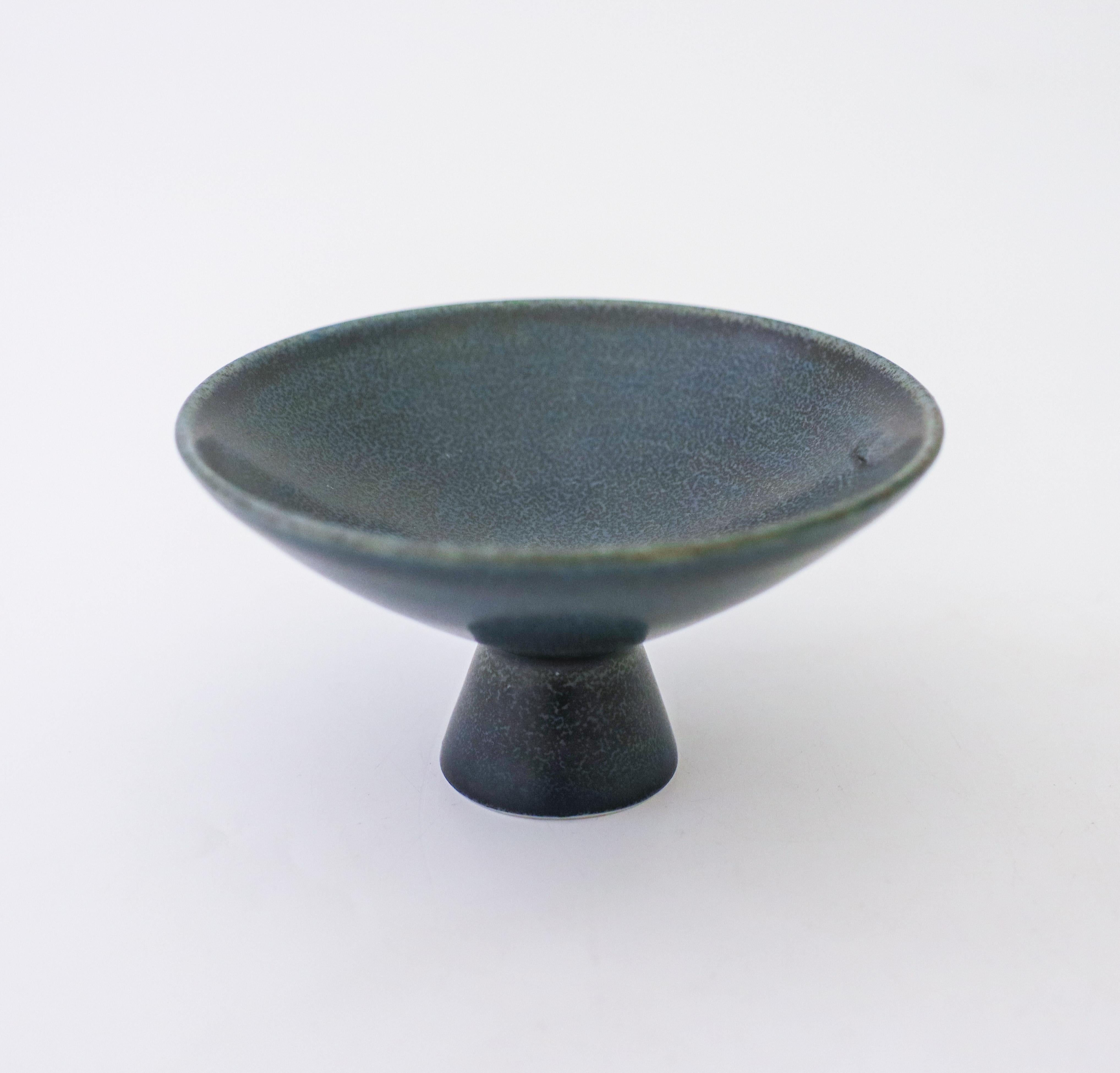 Glazed Miniature Blue Bowl - Gunnar Nylund - 1950-1960s - Mid 20th Century For Sale