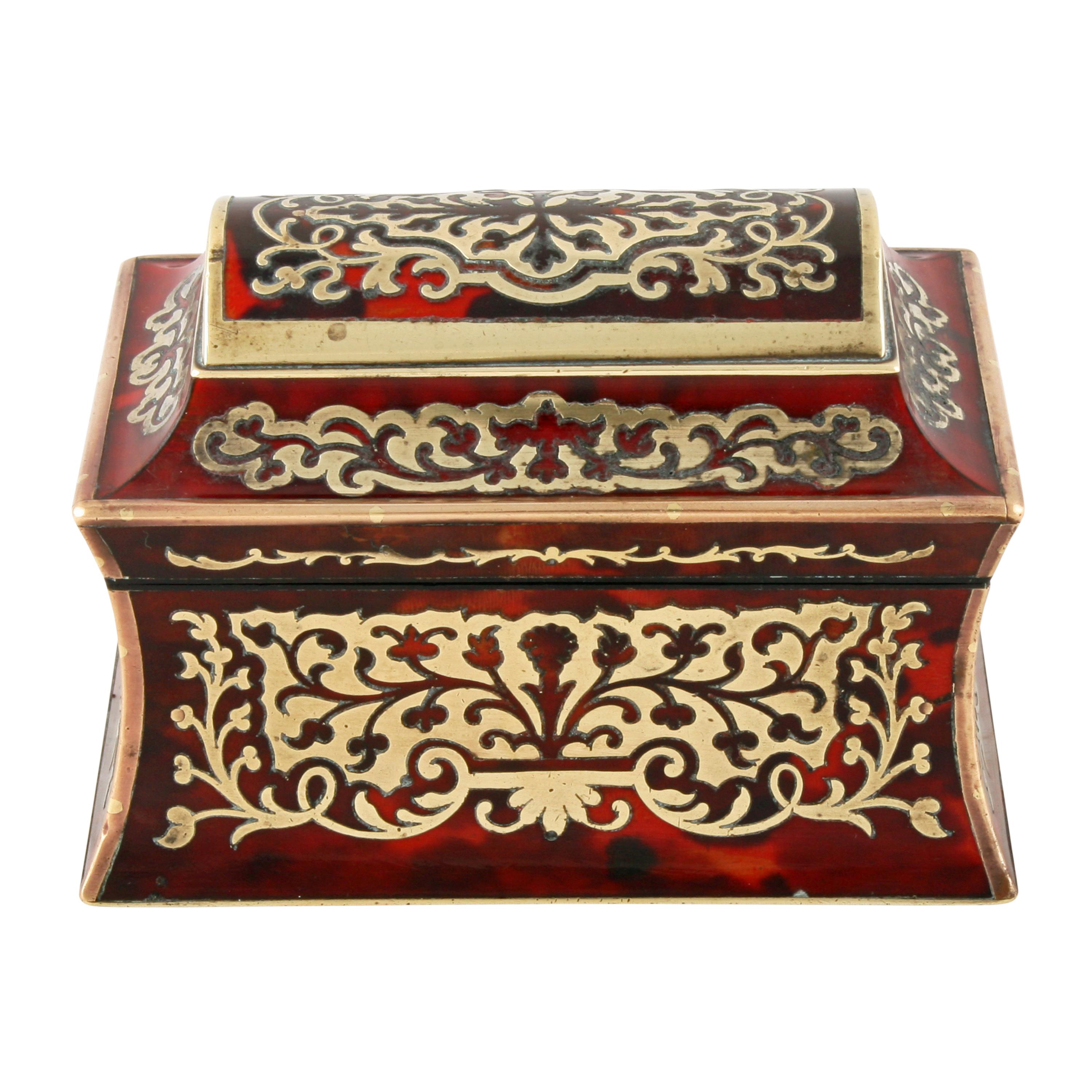 English Miniature Boulle Work Caddy For Sale