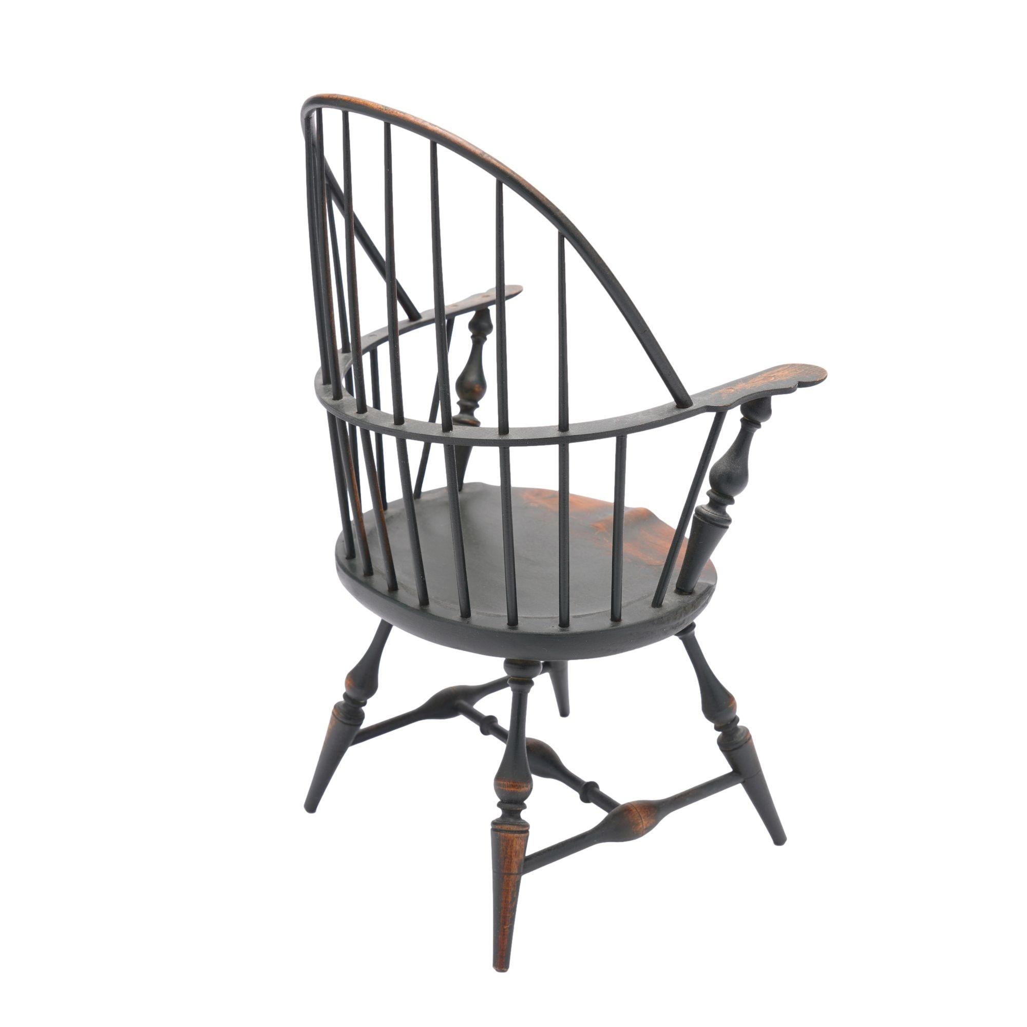 Wood Miniature bow back Windsor armchair by the Riverbend Chair Co. For Sale