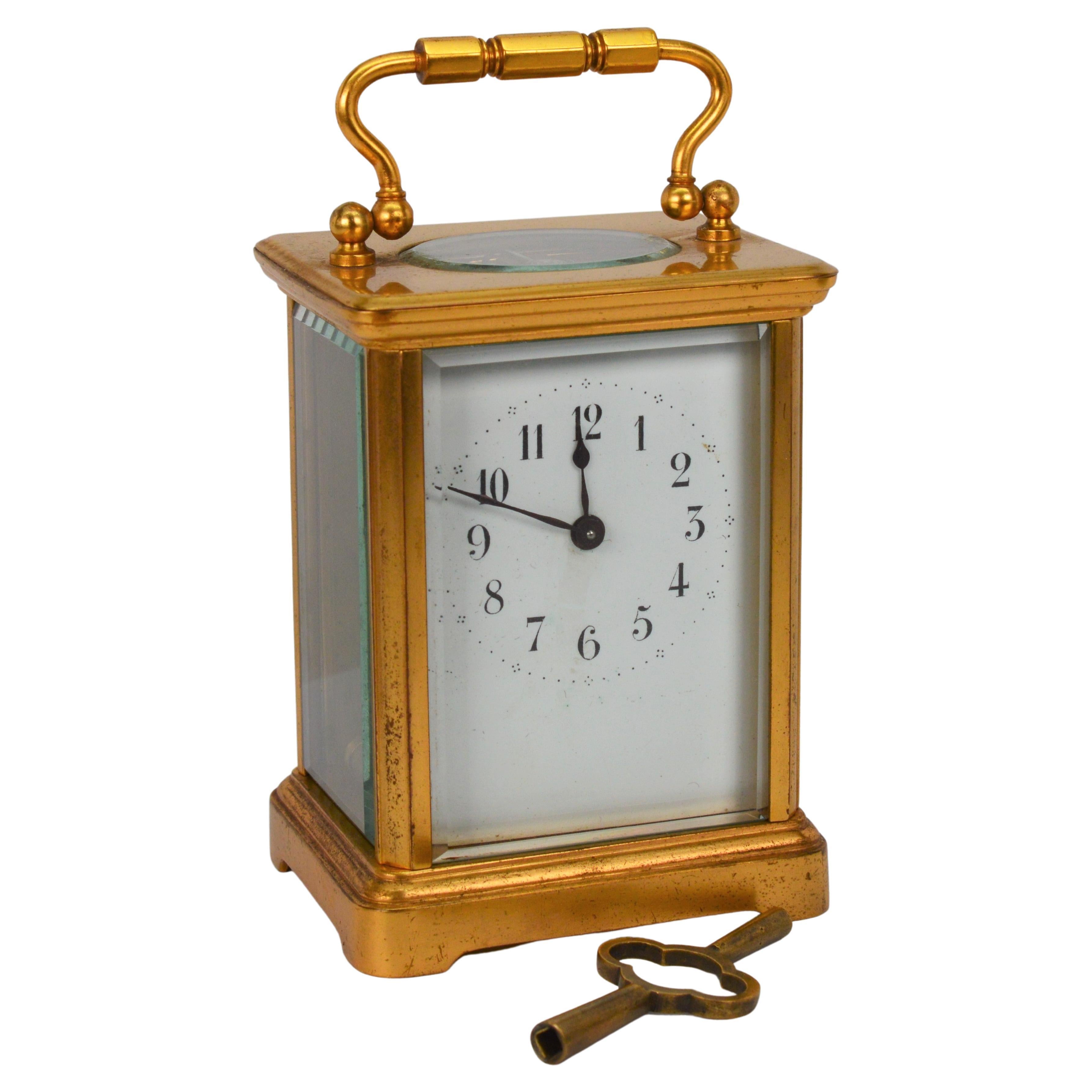 Miniature Brass French Carriage Clock with Key