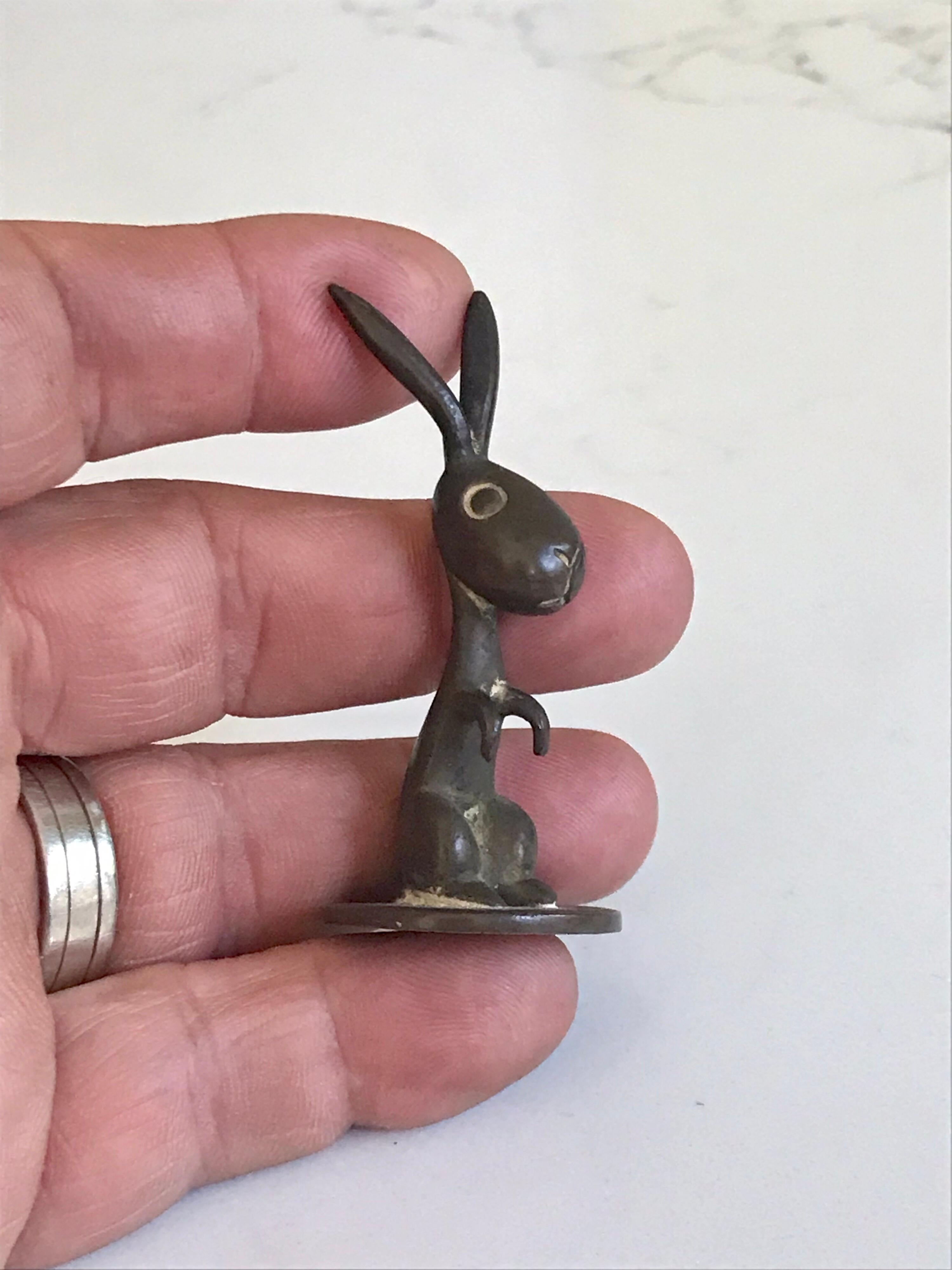 20th Century Miniature Brass Hare Sculpture, Werkstatte Hagenauer Wien