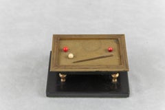 Miniature Bronze Billiard Table Marble Base, Match Safe and Striker, ca. 1900