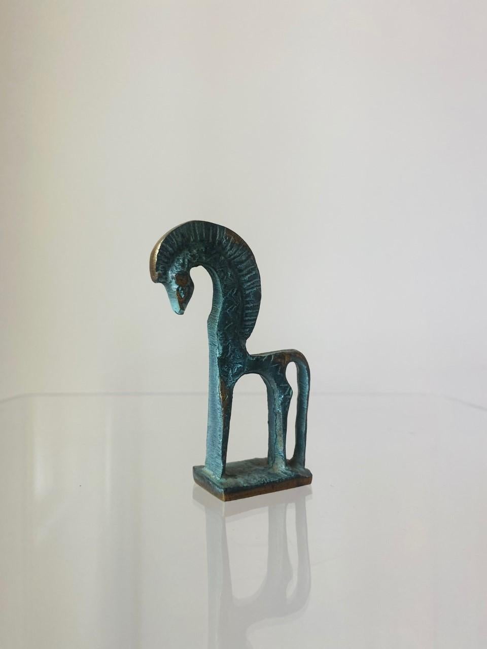 20ième siècle Sculpture miniature de cheval étrusque en bronze dans le style de Frederick Weinberg