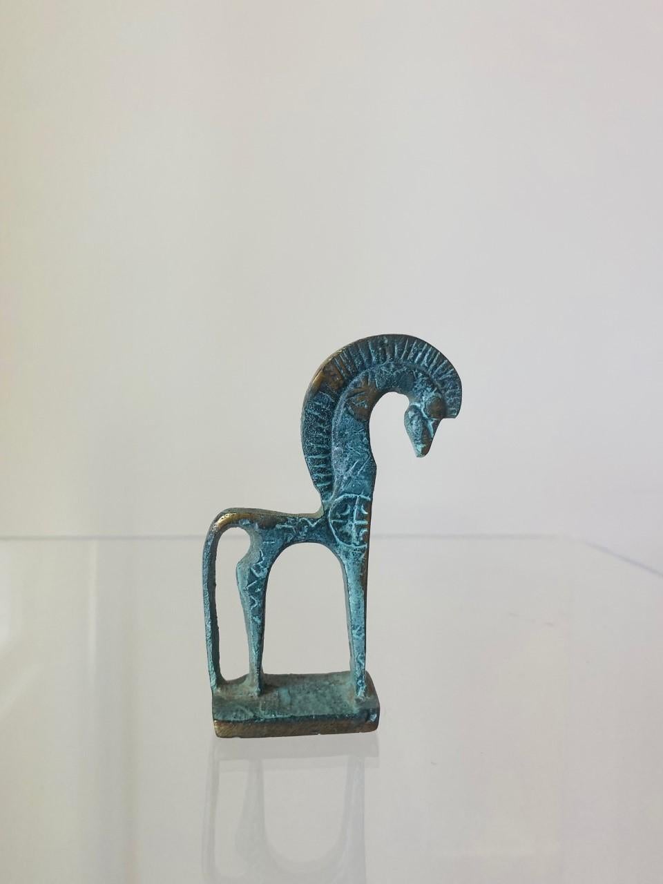 Sculpture miniature de cheval étrusque en bronze dans le style de Frederick Weinberg 1