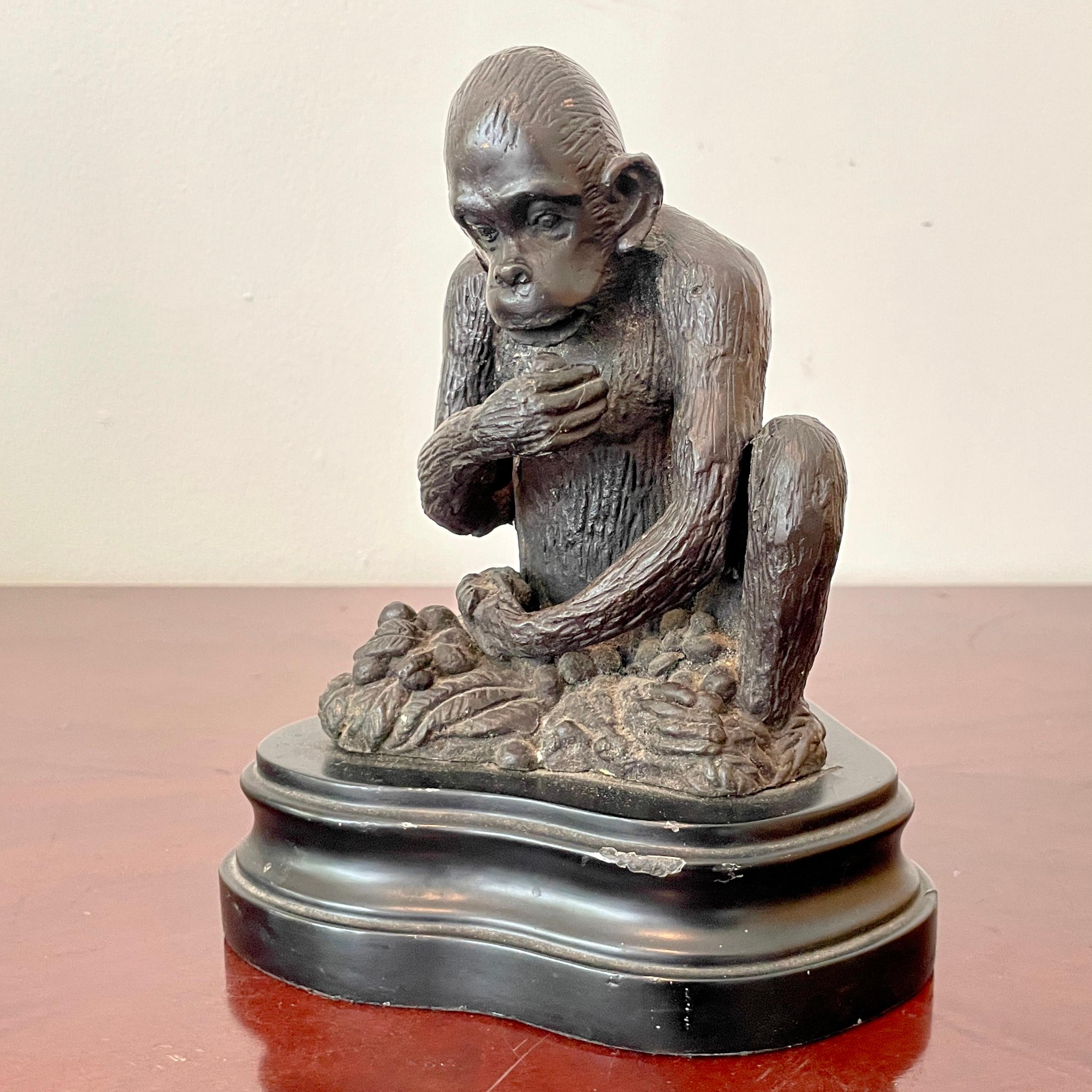 Other Miniature Bronze Statue of a Monkey on a Base For Sale
