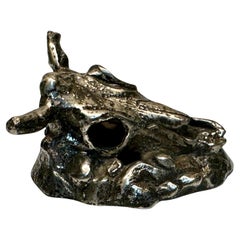 Miniature Bronze Steer Skull Sculpture / Paperweight by Larry R. Rankin