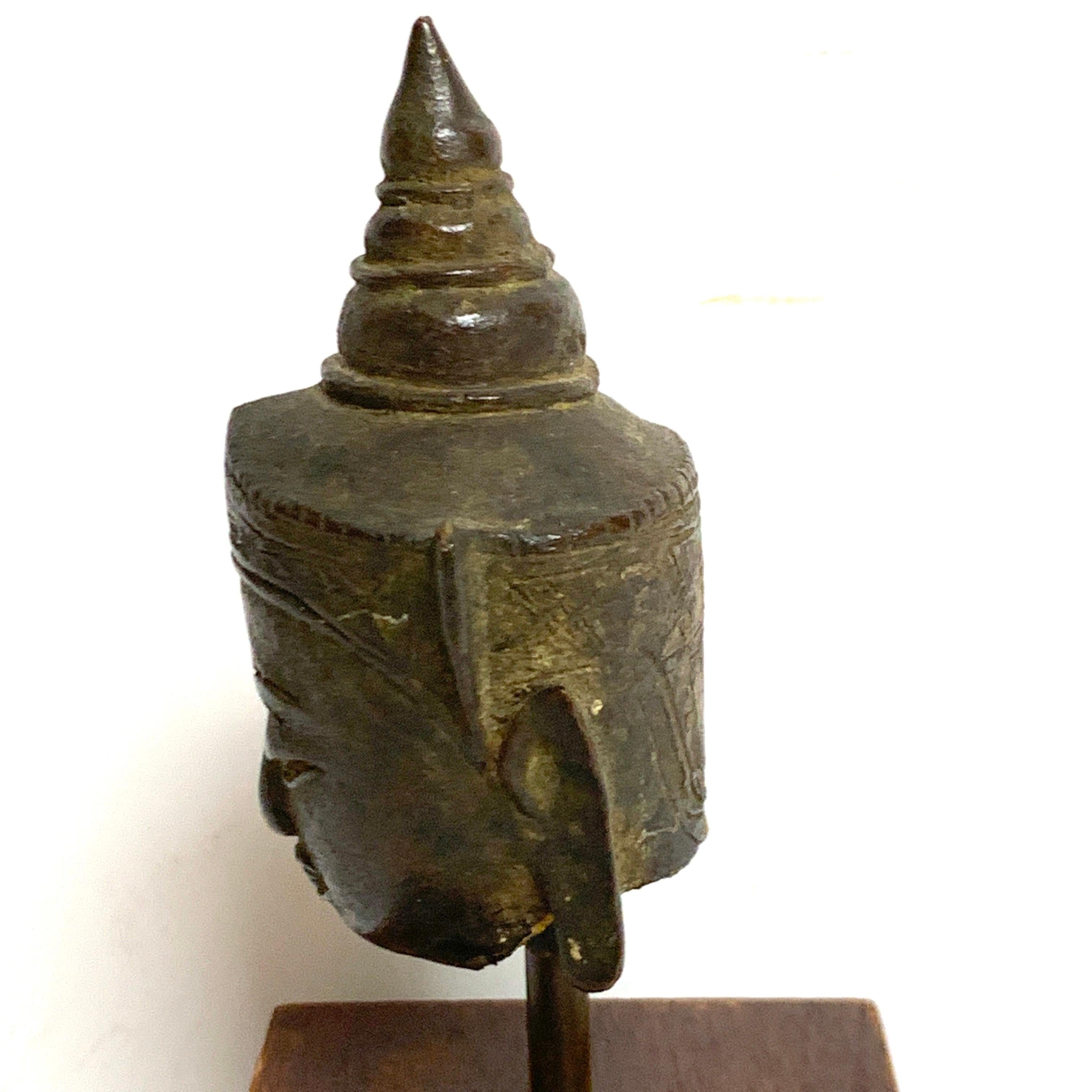 Miniature Bronze Thai Buddha Head 5