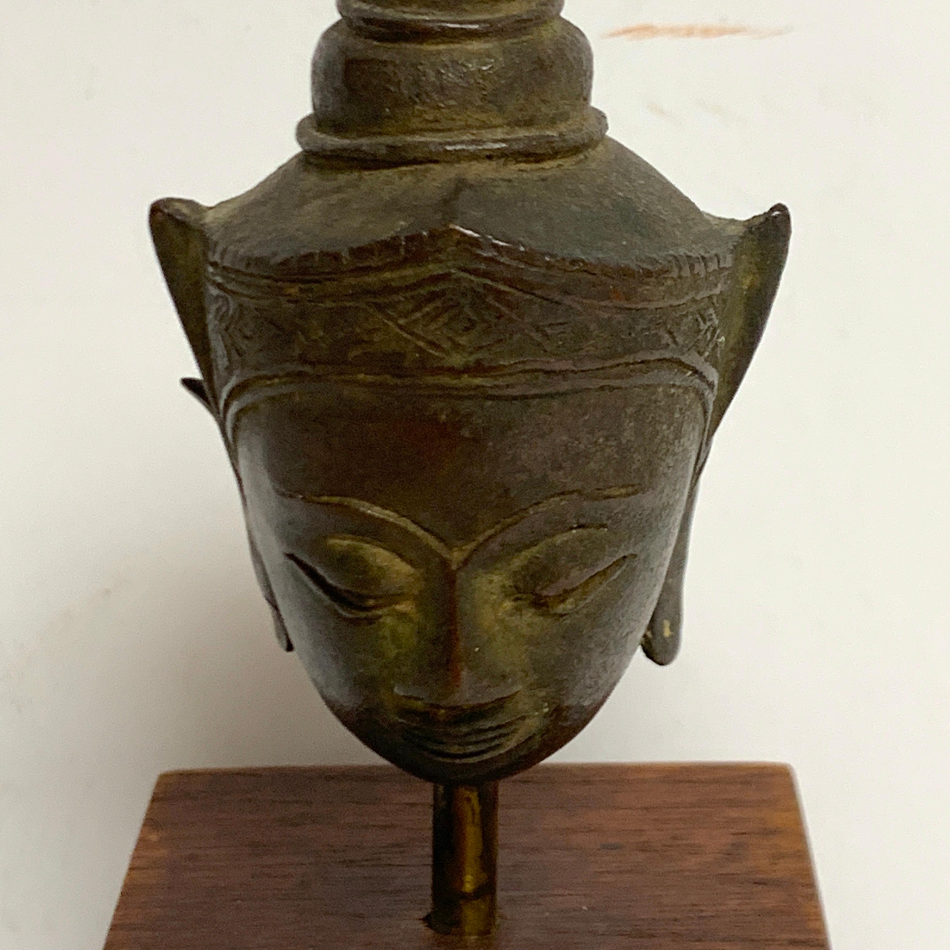 Cast Miniature Bronze Thai Buddha Head