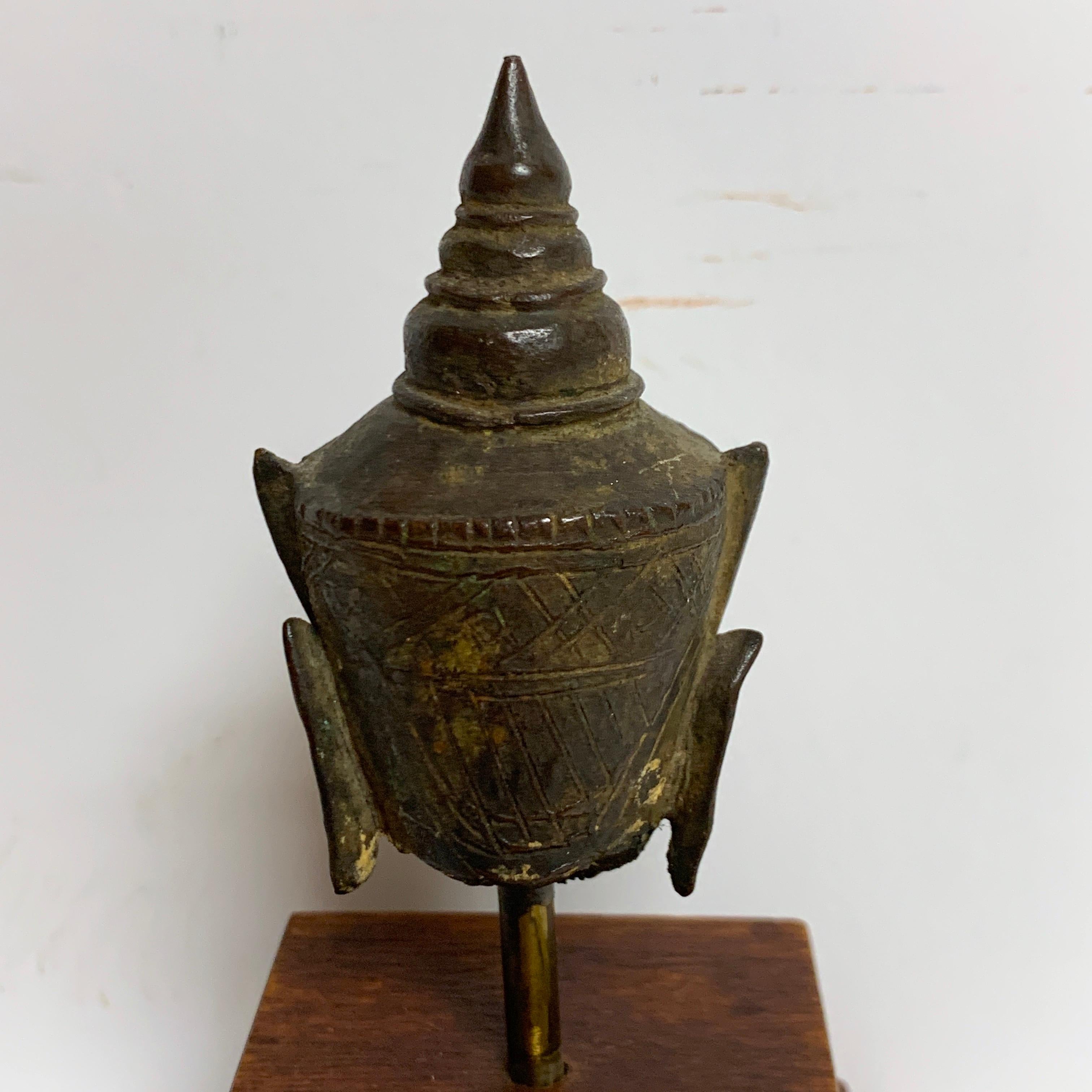 Miniature Bronze Thai Buddha Head 2
