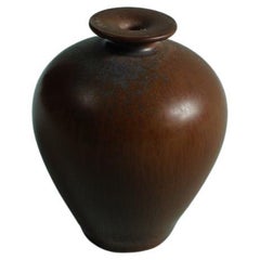 Miniature brown ceramic vase by Berndt Friberg, Gustavsberg, Sweden 1950s