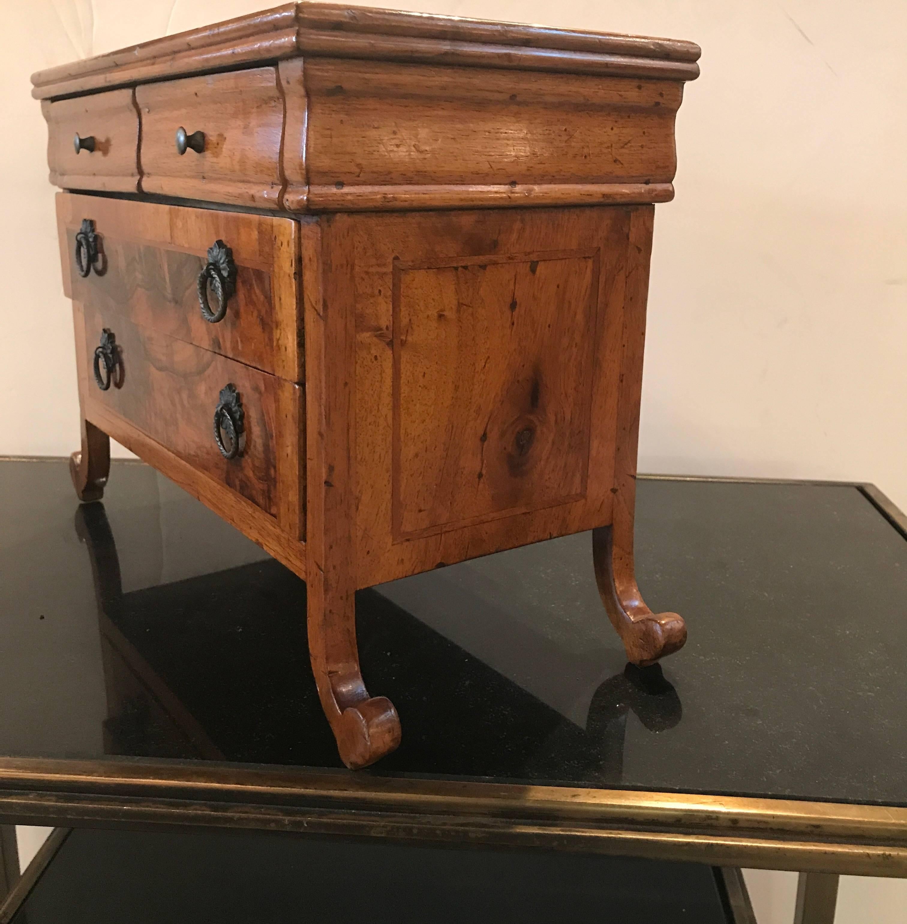 Neoclassical Miniature Cabinet Made Walnut Chest of Drawers