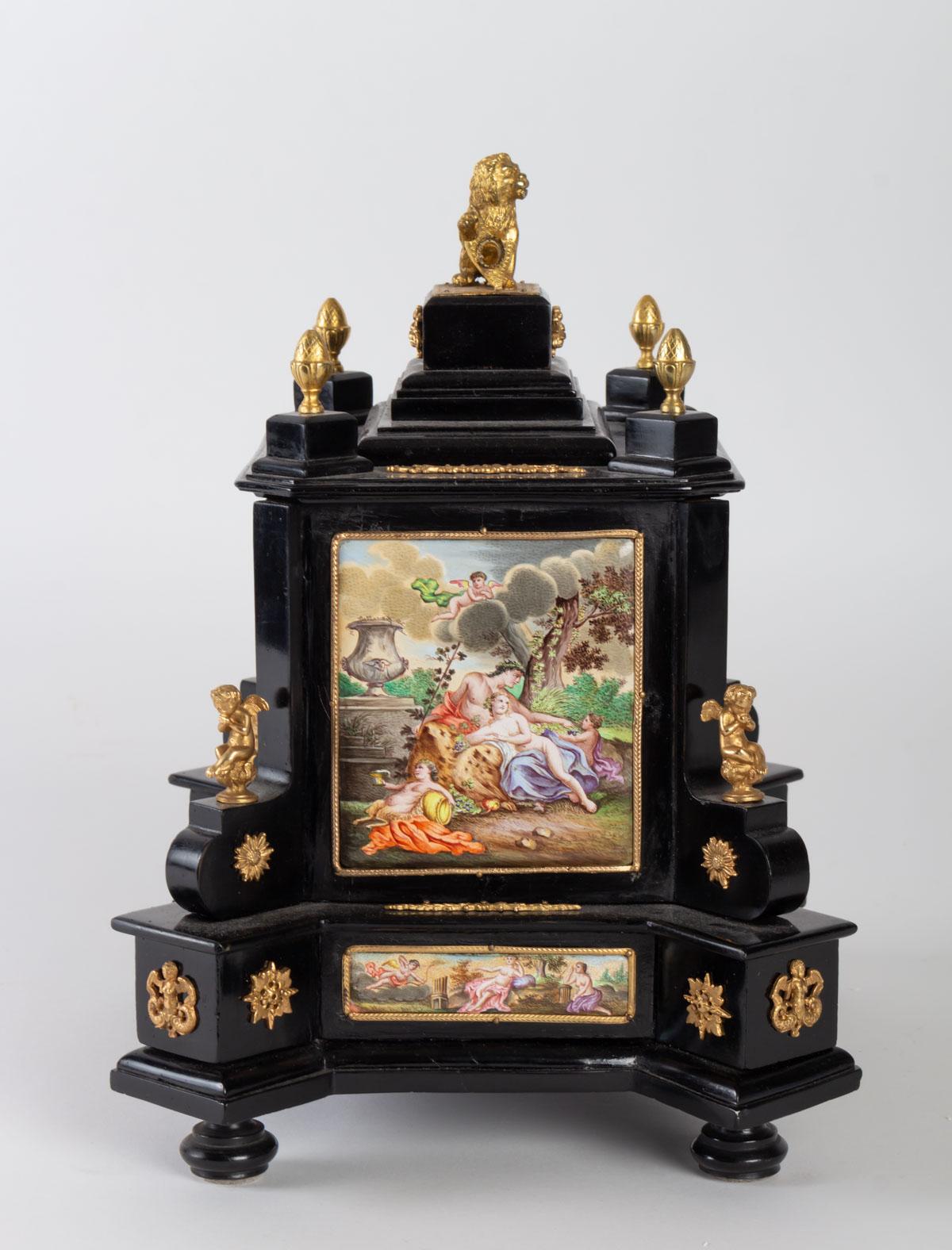Miniature Cabinet, Vienna, Enamel and Gilded Bronze, Enameled Porcelain In Good Condition In Saint-Ouen, FR