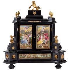 Miniature Cabinet, Vienna, Enamel and Gilded Bronze, Enameled Porcelain