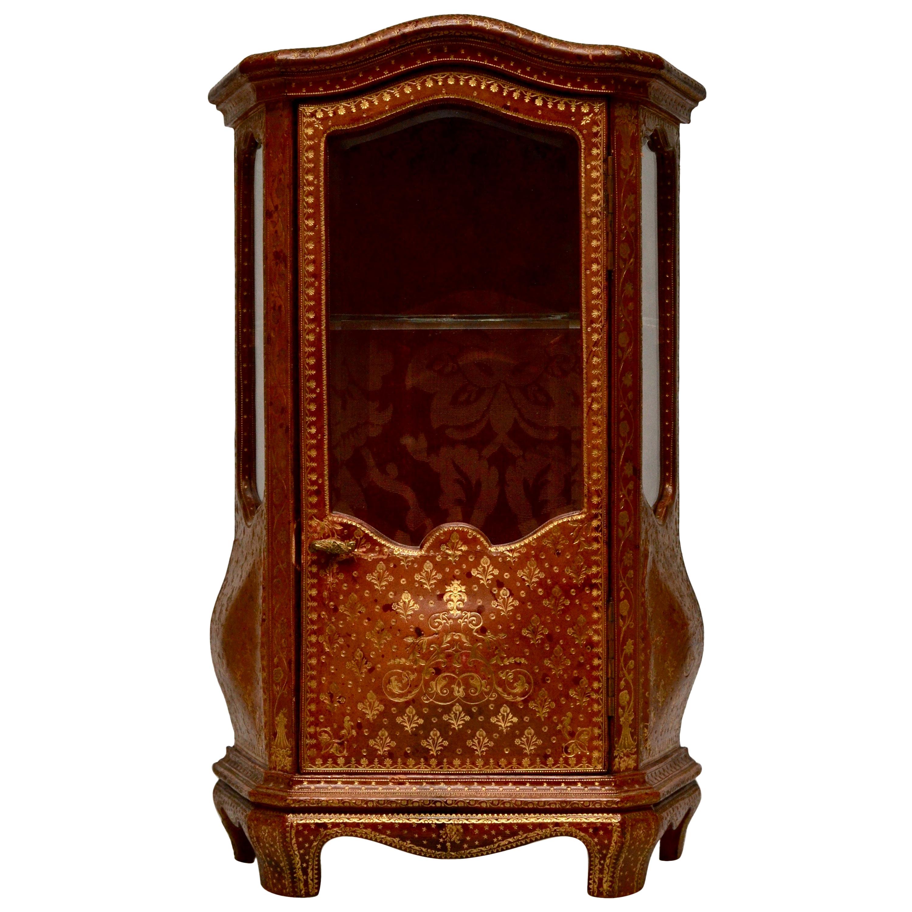 Miniature Cabinet with Gilt Embossed Leather