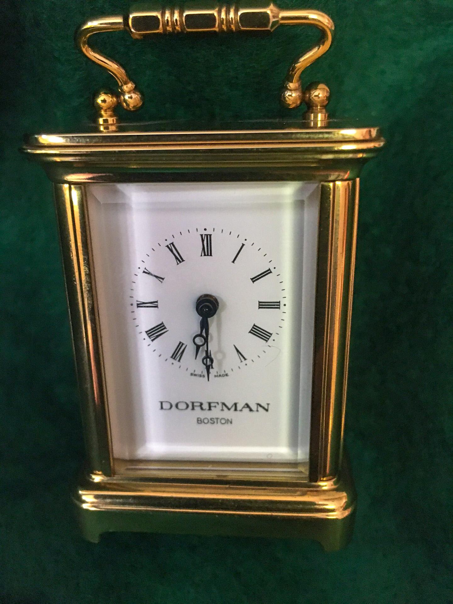 Miniature Carriage Clock by Mathew Norman of Switzerland w/ Original Key For Sale 2