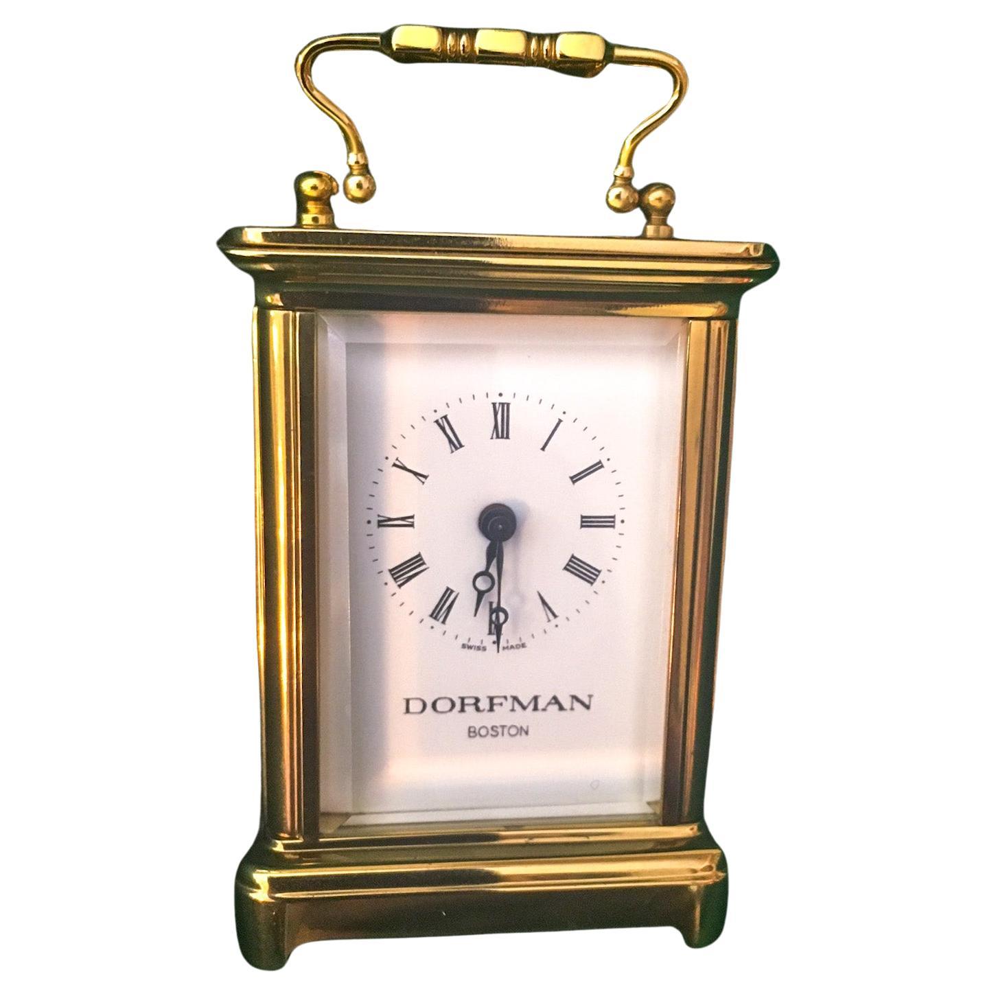 Miniature Carriage Clock by Mathew Norman of Switzerland w/ Original Key For Sale