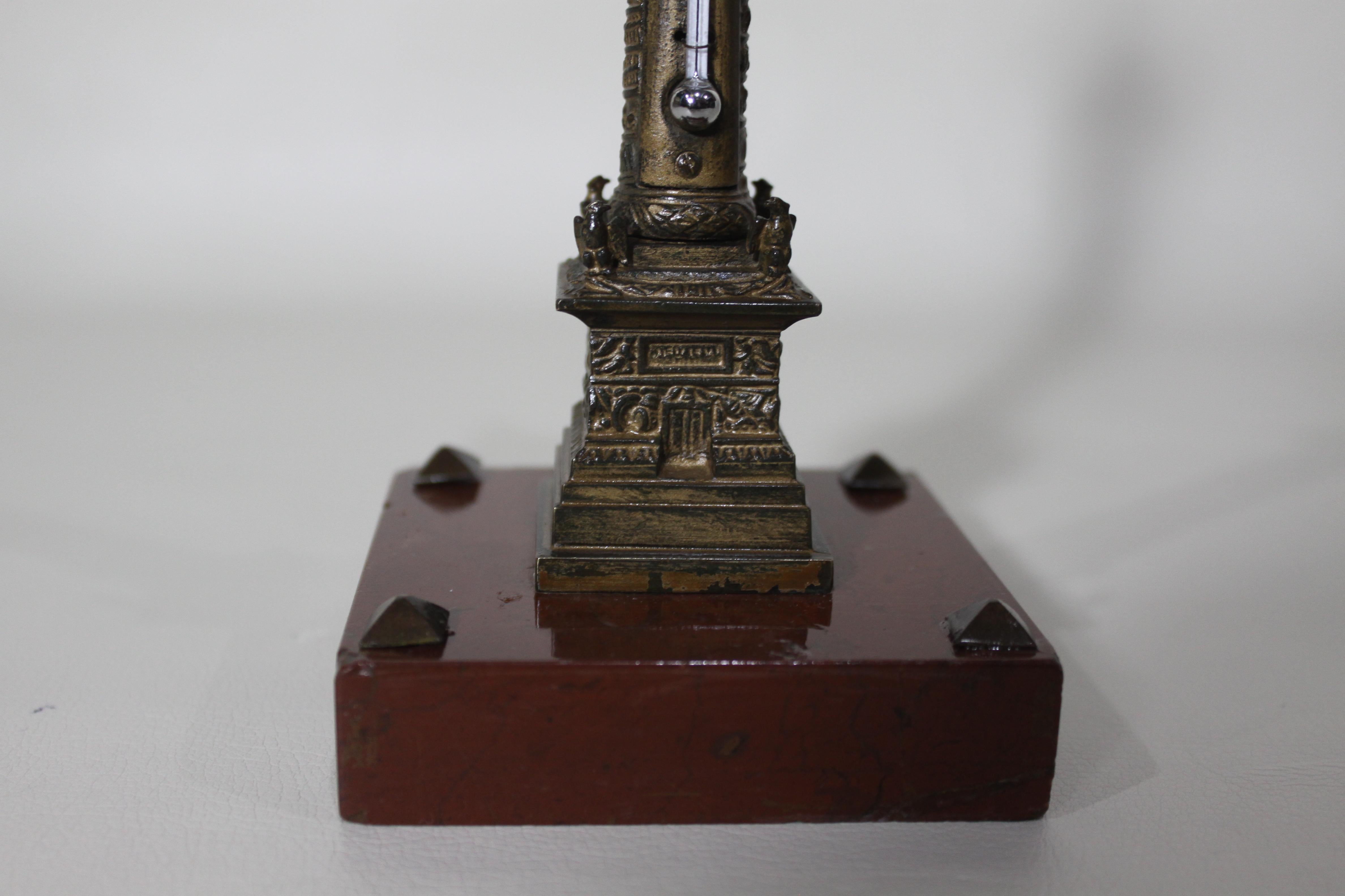 Miniature Cast Bronze Grand Tour Architectural Model and Desk Thermometer For Sale 3
