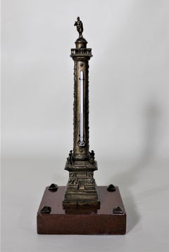 Miniature Cast Bronze Grand Tour Architectural Model and Desk Thermometer
